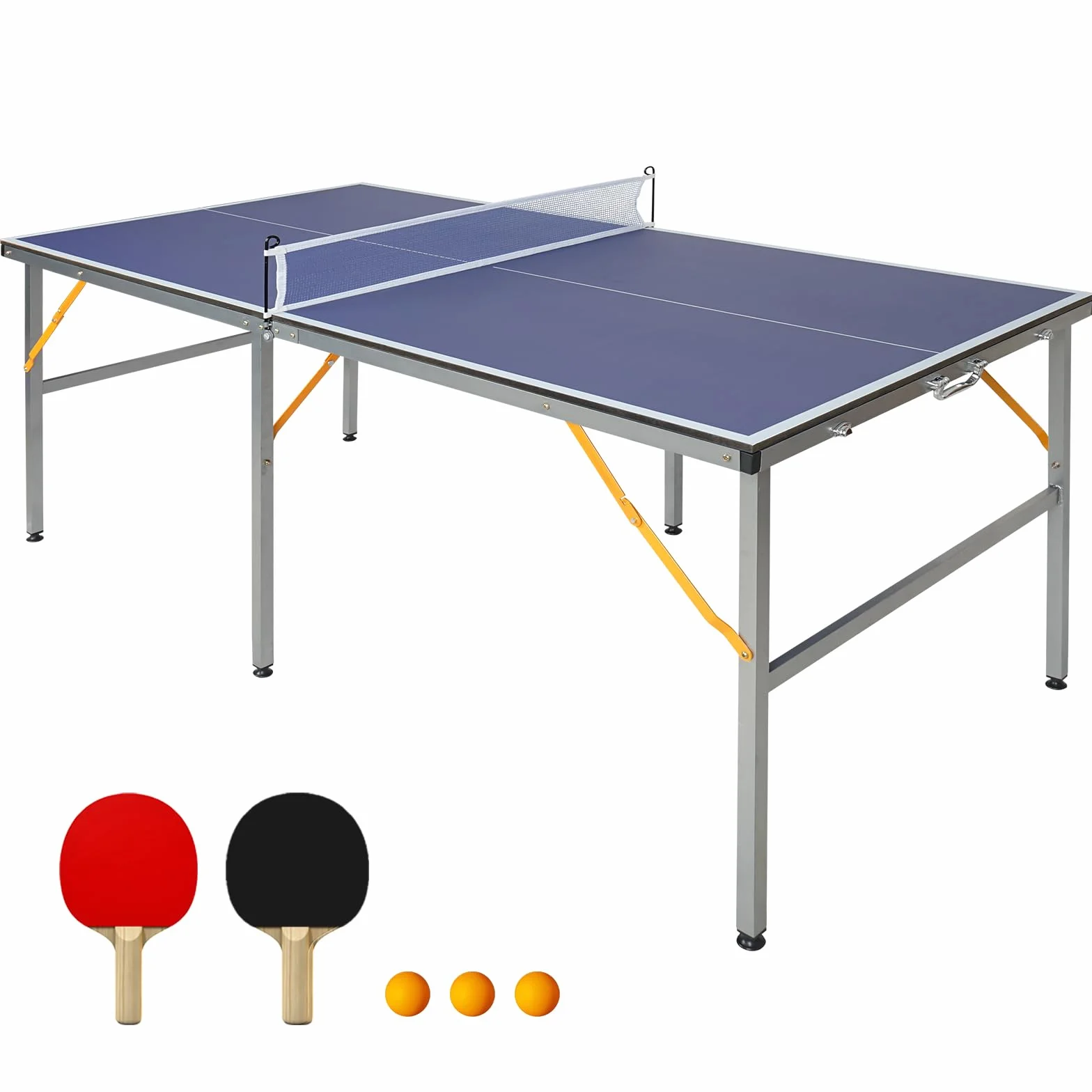 Folding Table Tennis Table 6x3 Feet Professional Tournament Grade with Balls Racket Set