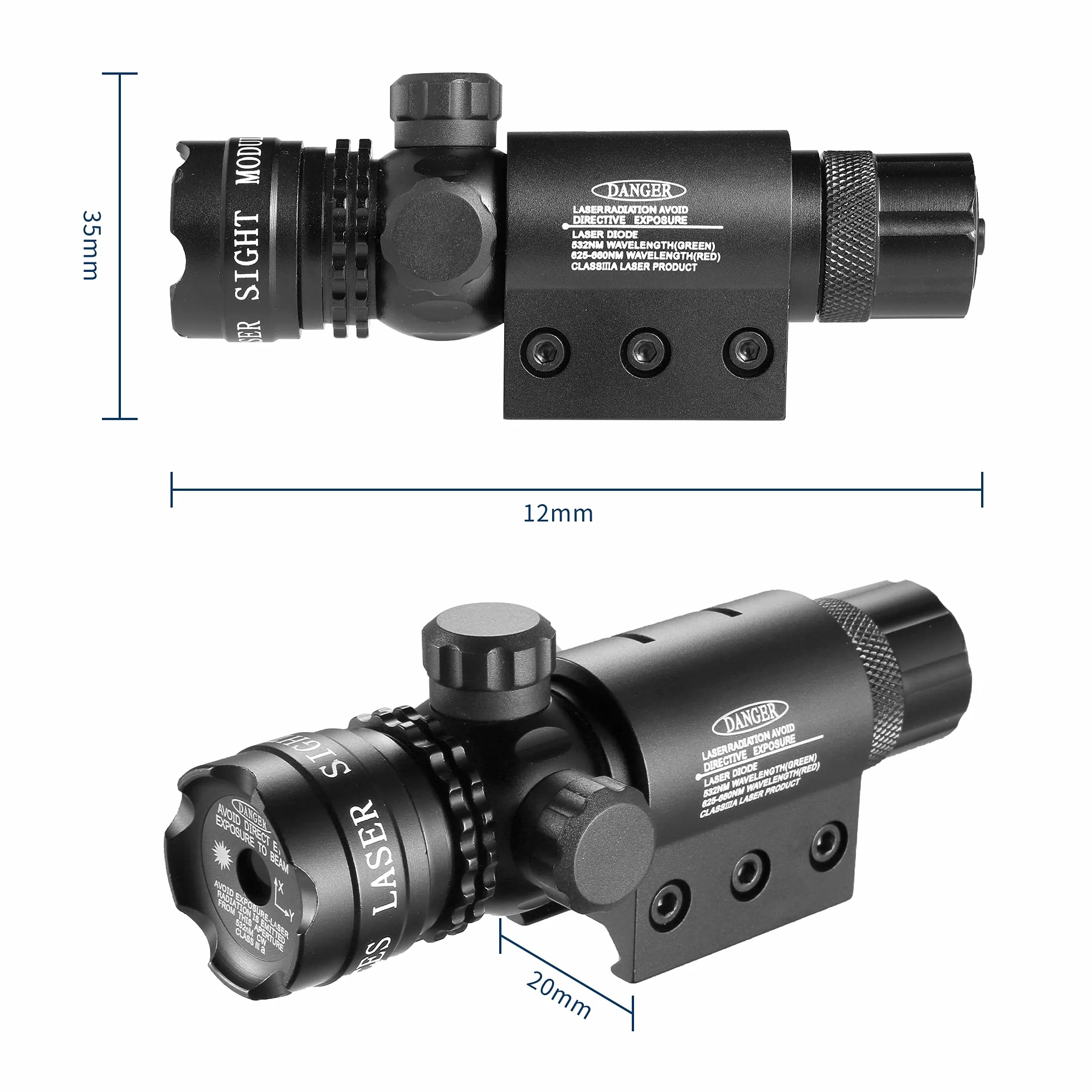 Puntero Laser Potente con Mira Telescópica y Soporte Picatinny, Ajustable para Riel 11 mm y 22 RF Airgun