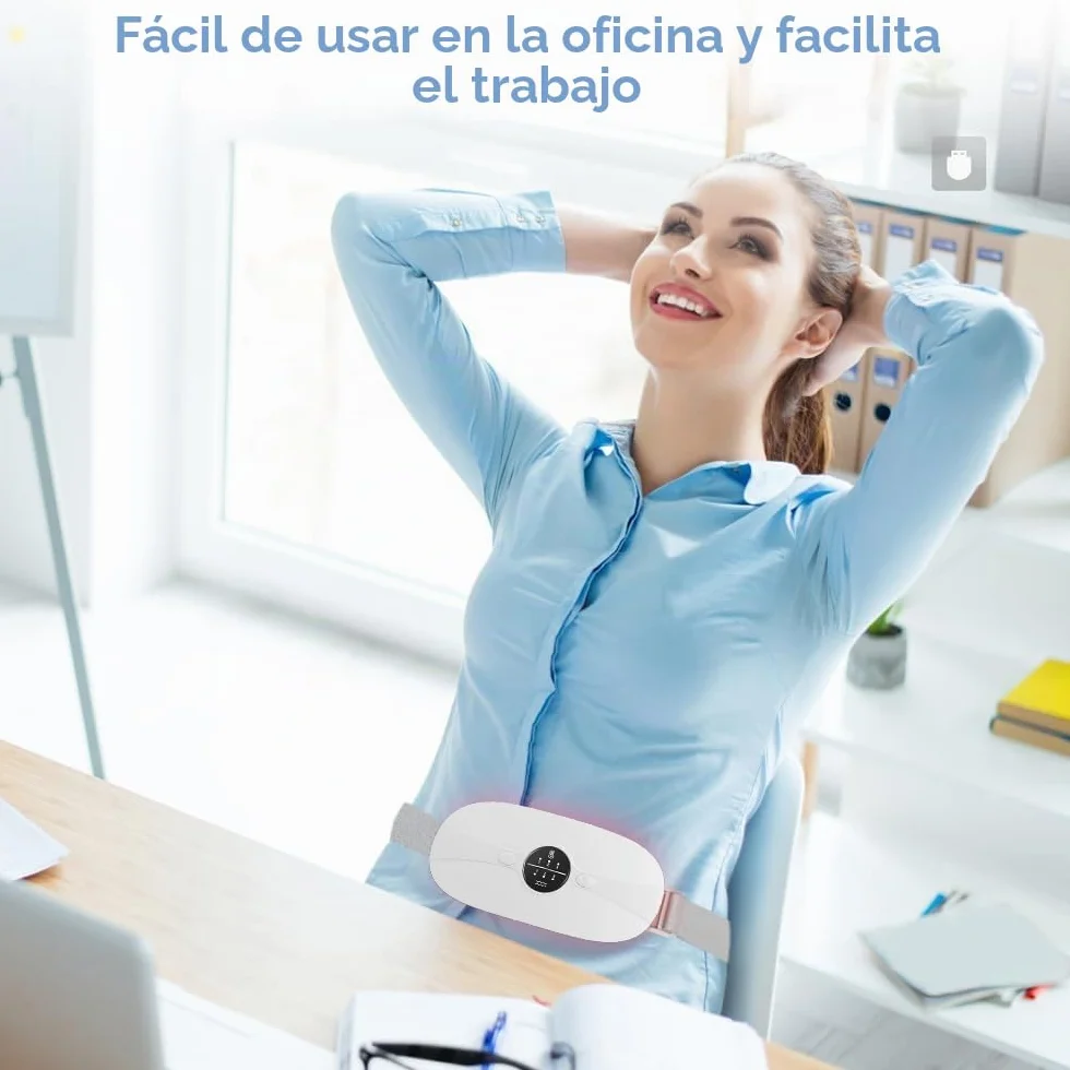 Almohadilla térmica menstrual Cinturón de Calentamiento Eléctrico USB para el Vientre 3 Niveles de Calor y 3 Modos de Masaje,Soporte de Espalda Calentado para Alivio Dolor Menstrual
