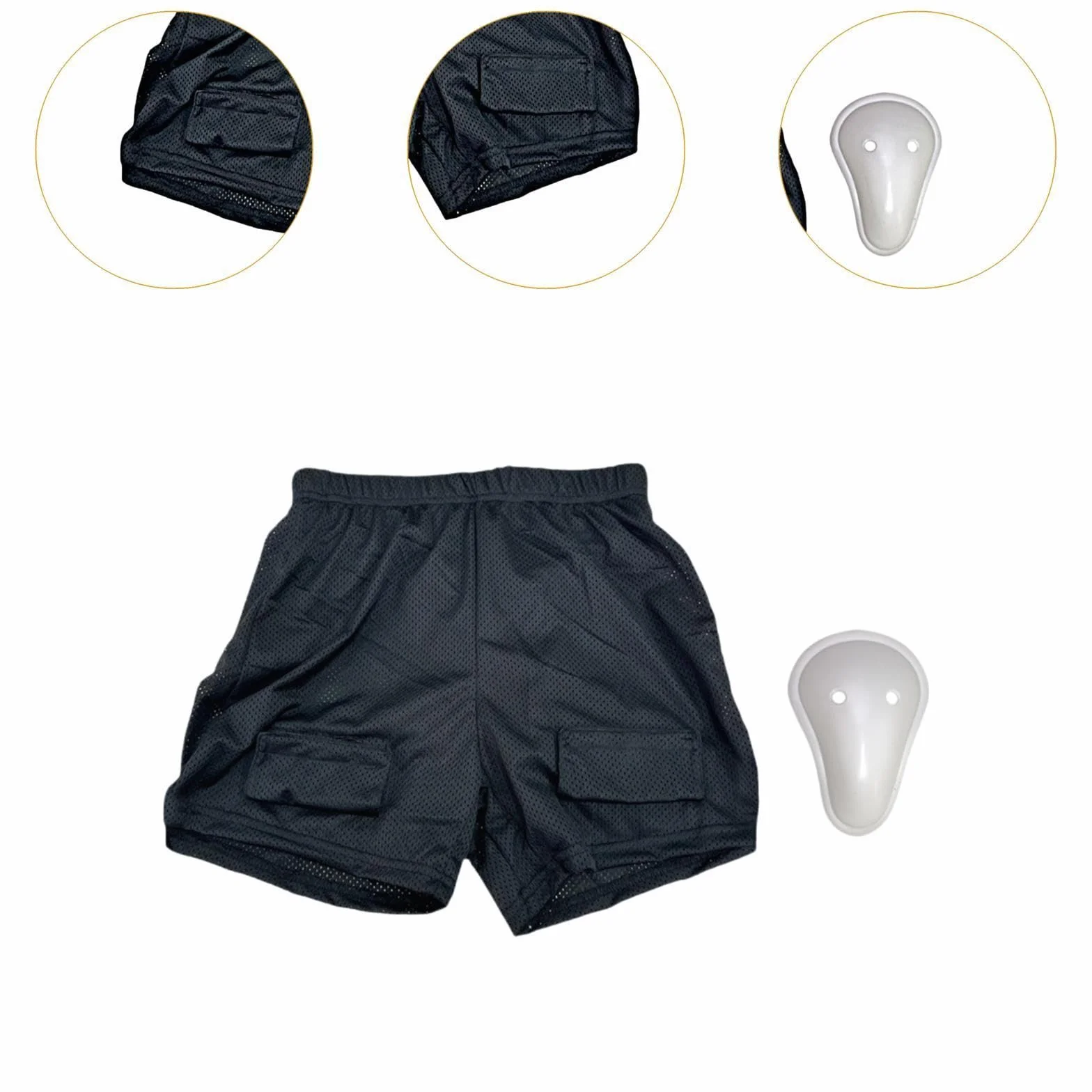 LOVIVER Pantalones Cortos de Hockey para Hombre, Malla Transpirable, Soporte Y Protección