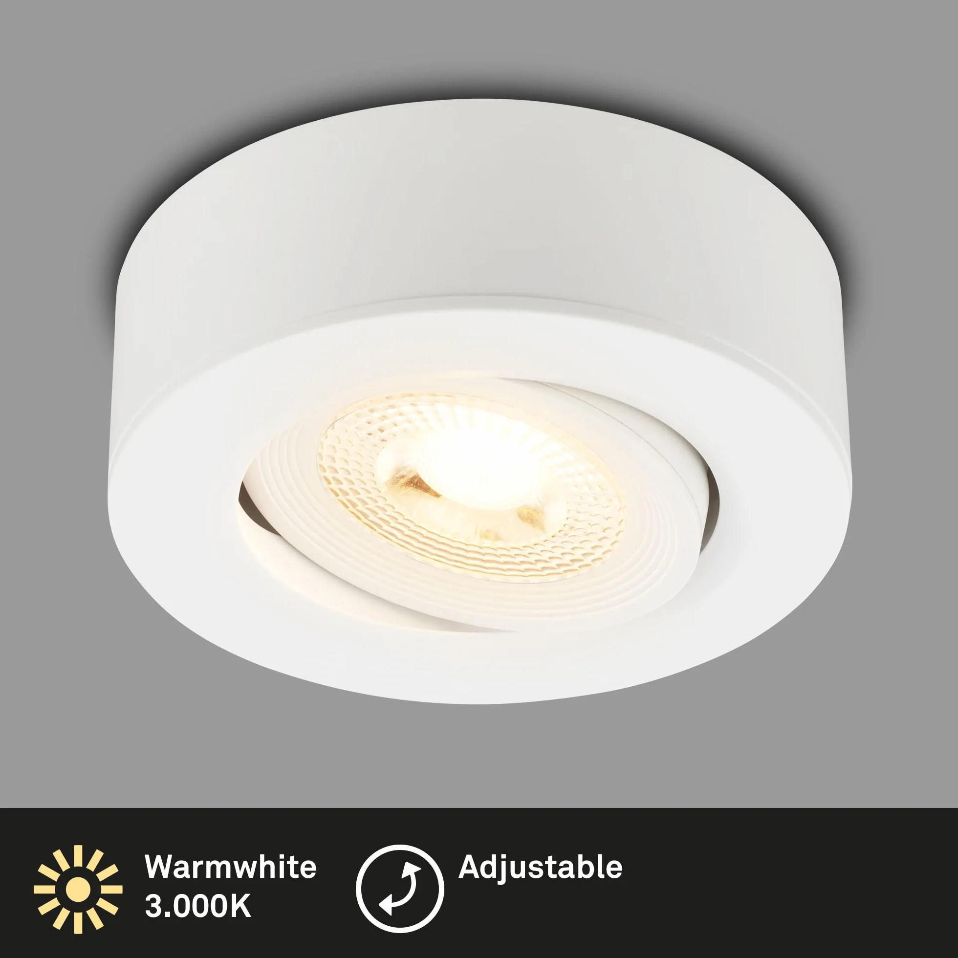 BRILONER 2 en 1 Foco LED de Superficie y Empotrable Orientable 230V Blanco Cálido 68mm Agujero 90x30mm