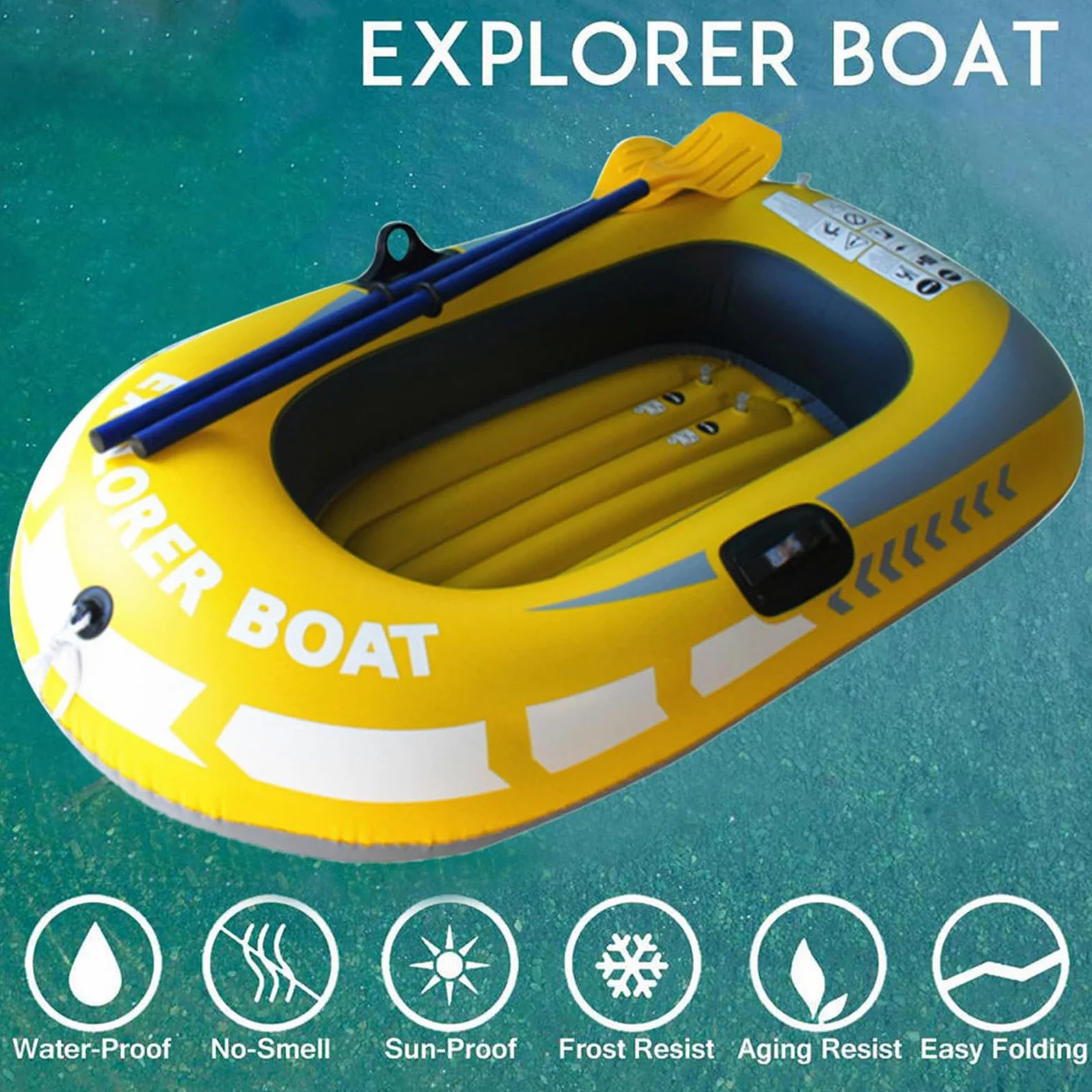 Raft Plegable Inflable - 1/2 Barco Inflable | PVC Summer Double Kayak | Barco De Pesca En Canoa Engrosada | Raft De Kayak En Tournée Recreación Portátil Para Deportes De Agua De Pesca