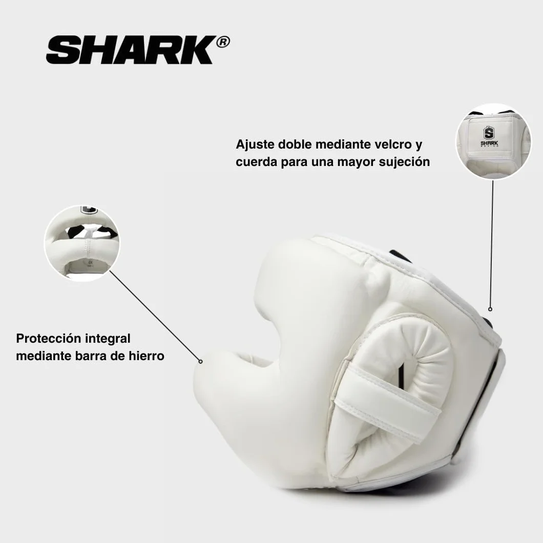SHARK BOXING Casco Boxeo, Casco Boxeo Hombre, Mujer, Unisex | Casco con Barra Frontal | Apto para Boxeo, Kick Boxing, MMA, Muay Thai