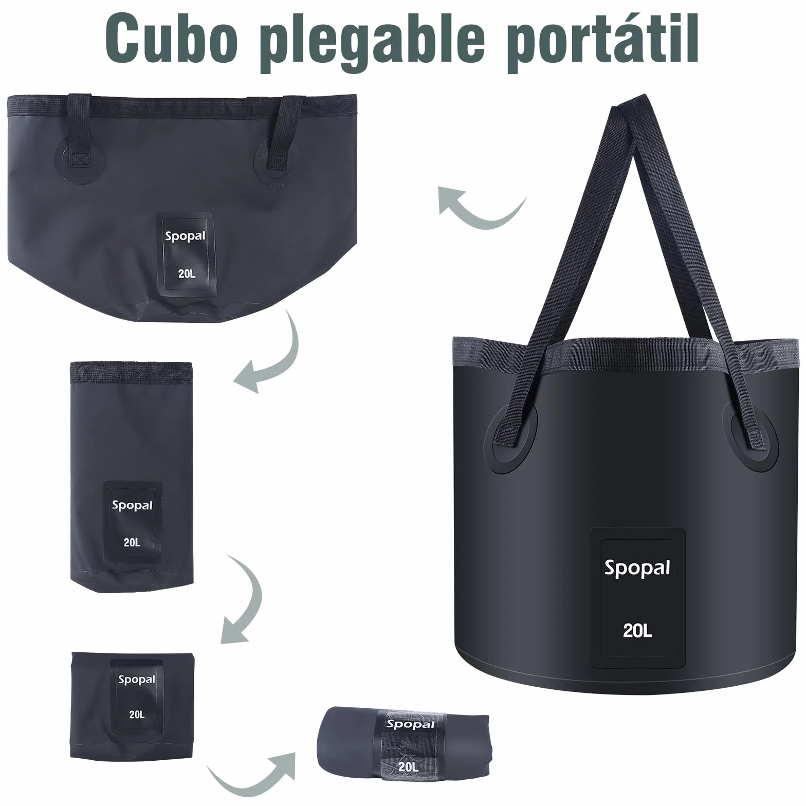 Spopal Ducha Portatil Camping 10000mAh Recargable con Cubo Plegable, Modo Doble Velocidad