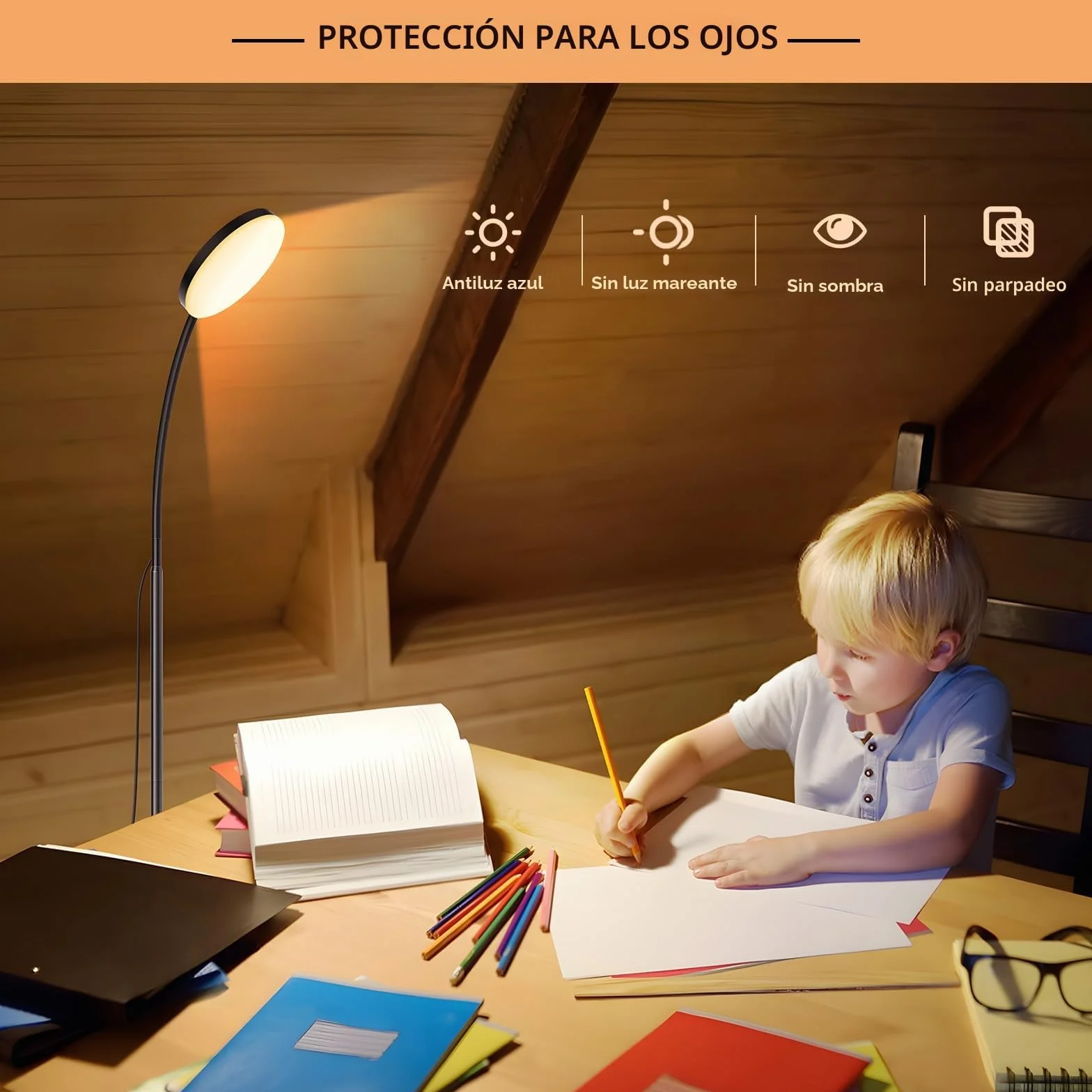 Mojimdo Lámpara de Pie LED Regulable Flexible 3 Colores 10 Luminosidades para Habitaciones Infantiles Oficina Salón