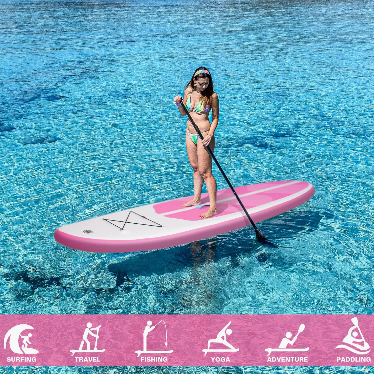 Tuxedo Sailor Tabla de remo inflable plegable para todos los niveles de habilidad, incluye tablas de remo, remo, aletas, mochila, color rosa