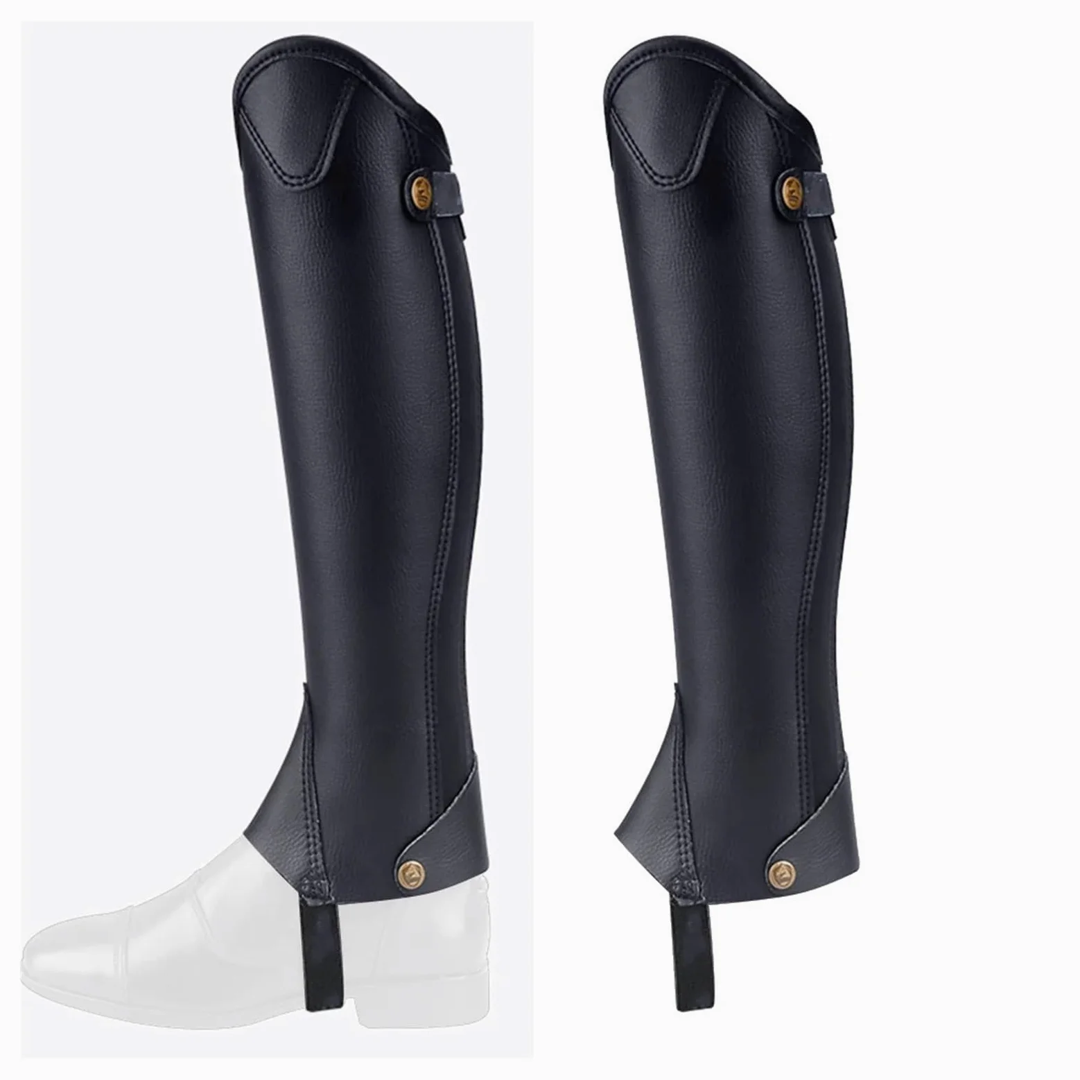 Polainas de montar a caballo Botas de equitación cuero negro con protectores piernas y correa ajustable for actividades ecuestres