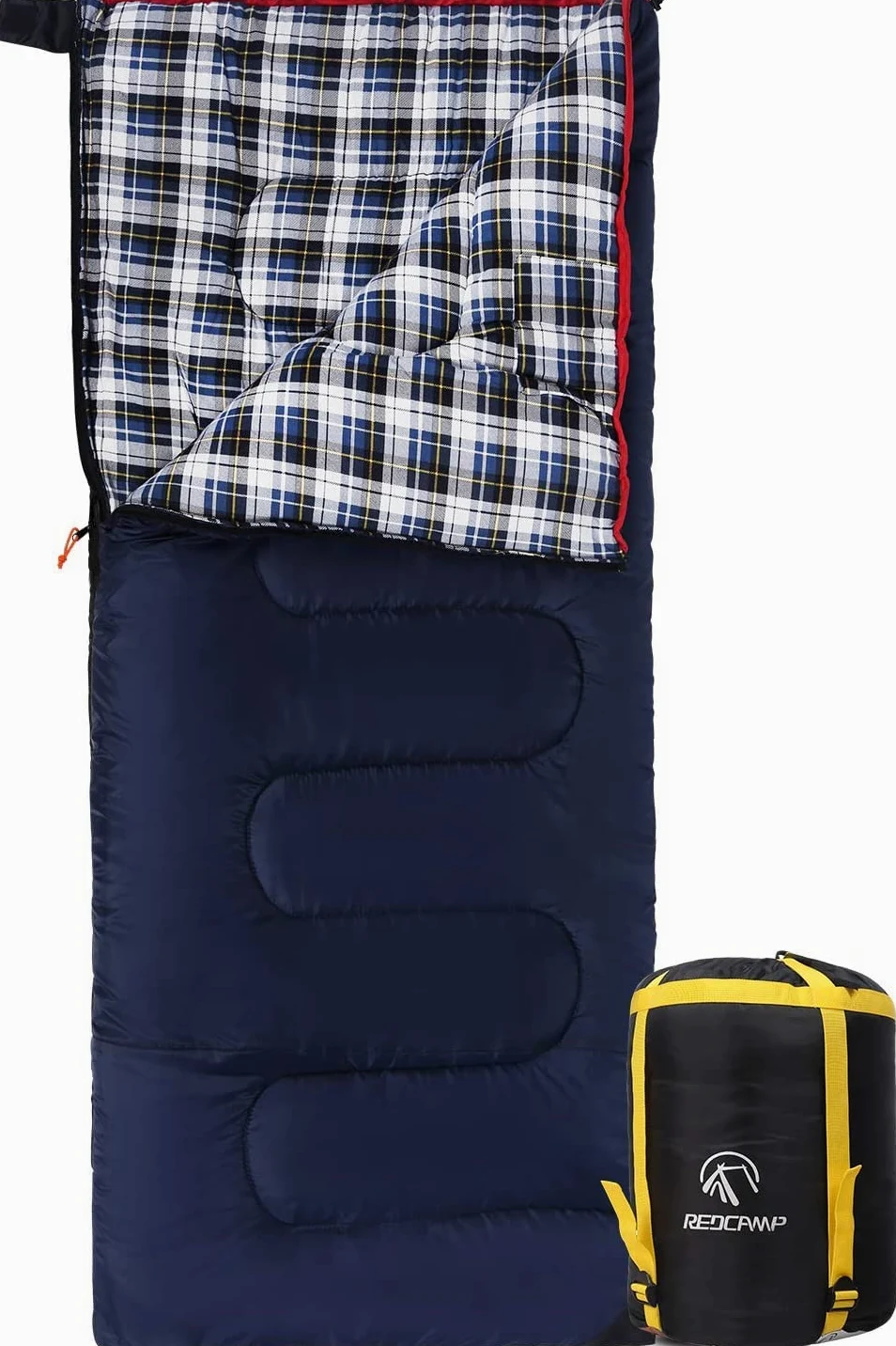 REDCAMP Saco de dormir de algodón para adultos, de franela, compacto, 3-4 temporadas, clima frío invierno, para pesca, camping, 2 libras