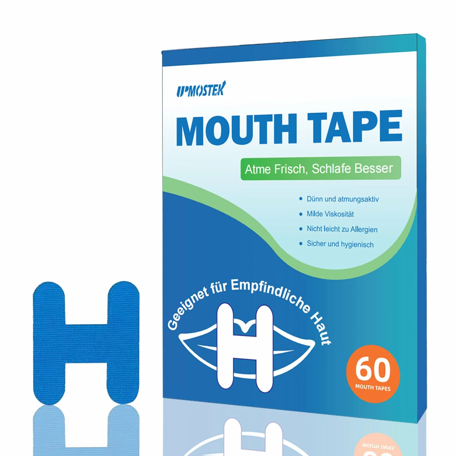 Mouth Tape for Sleeping, Anti Ronquidos Myotape, Cinta Bucal para Dormir, 60 Piezas (Azul-H)