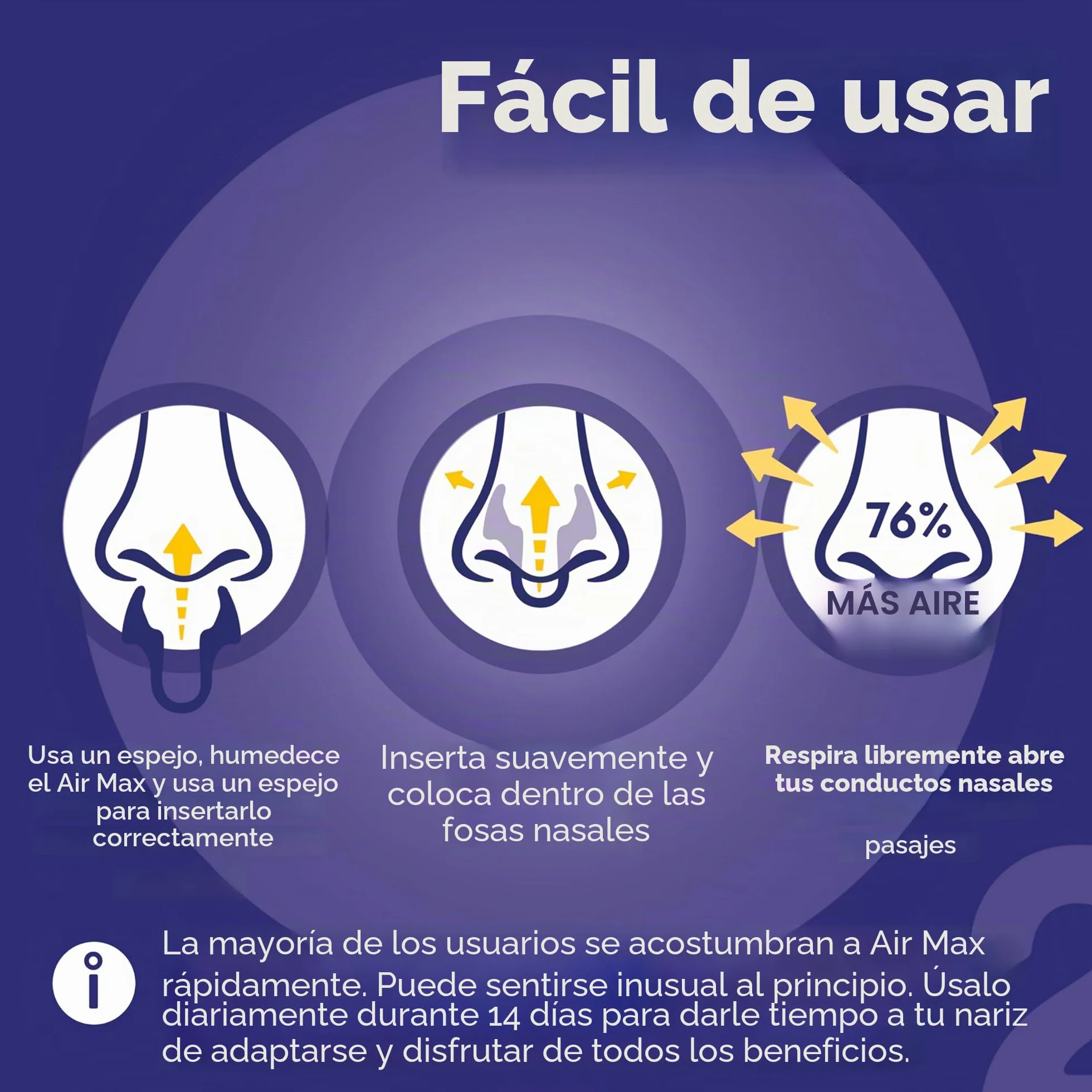 Airmax Dilatador nasal contra congestión y ronquidos - Incluye talla pequeña y mediana - Dispositivo médico