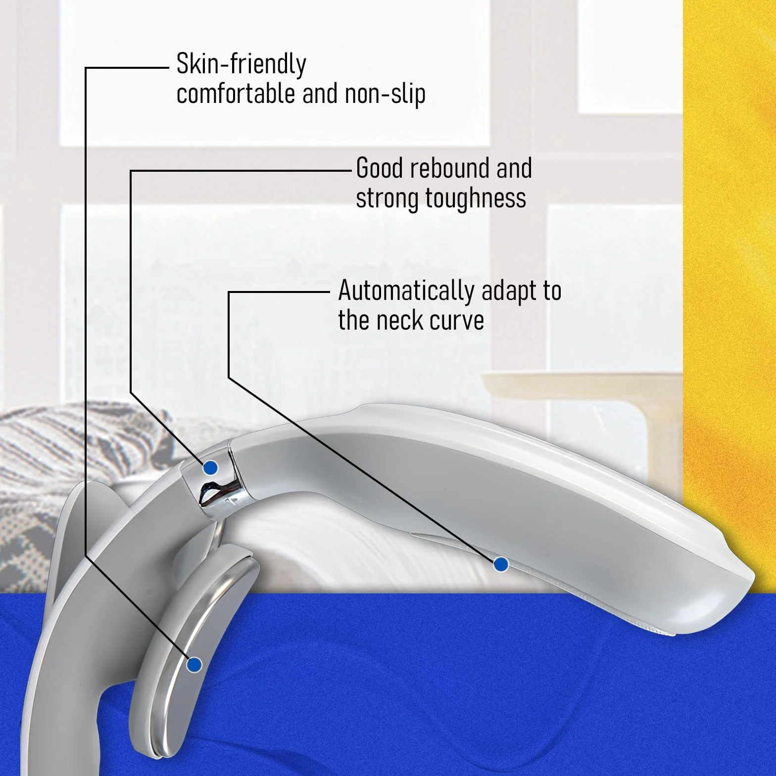 Masajeador de cuello eléctrico con calor 2.0 Pro 4 cabezas masaje cervical 16 niveles intensidad ergonómico portátil