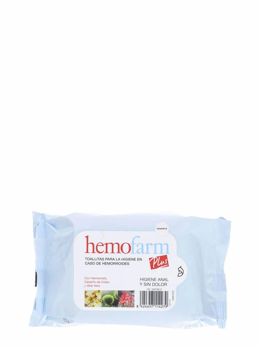 HEMOFARM PLUS Toallitas húmedas dermatológicas para hemorroides 40 Unidades