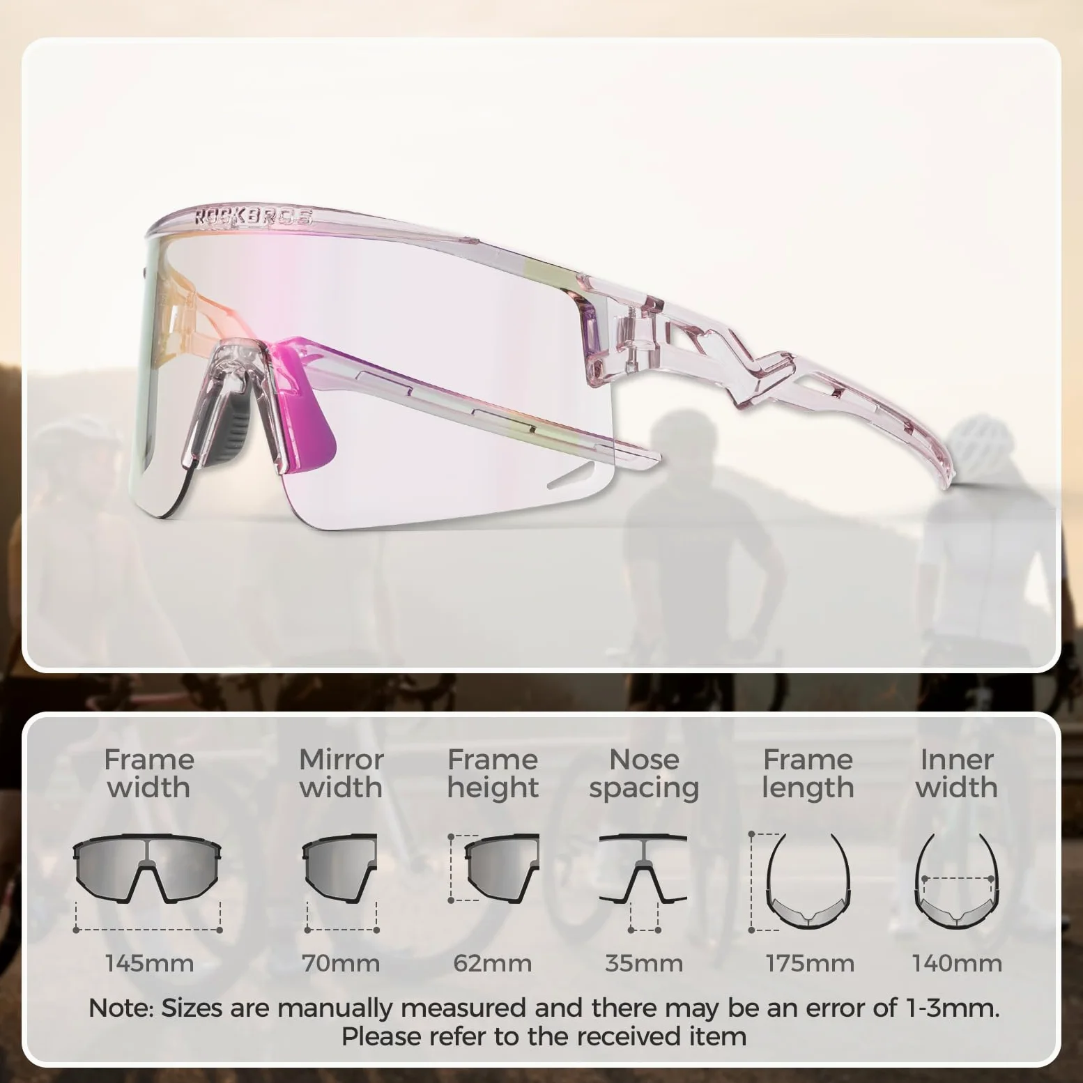 ROCKBROS Gafas de Ciclismo Polarizadas Gafas de Sol Deportivas para Hombre y Mujer Protección UV Montura TR90 para Ciclismo MTB Running Pesca Deportes al Aire Libre