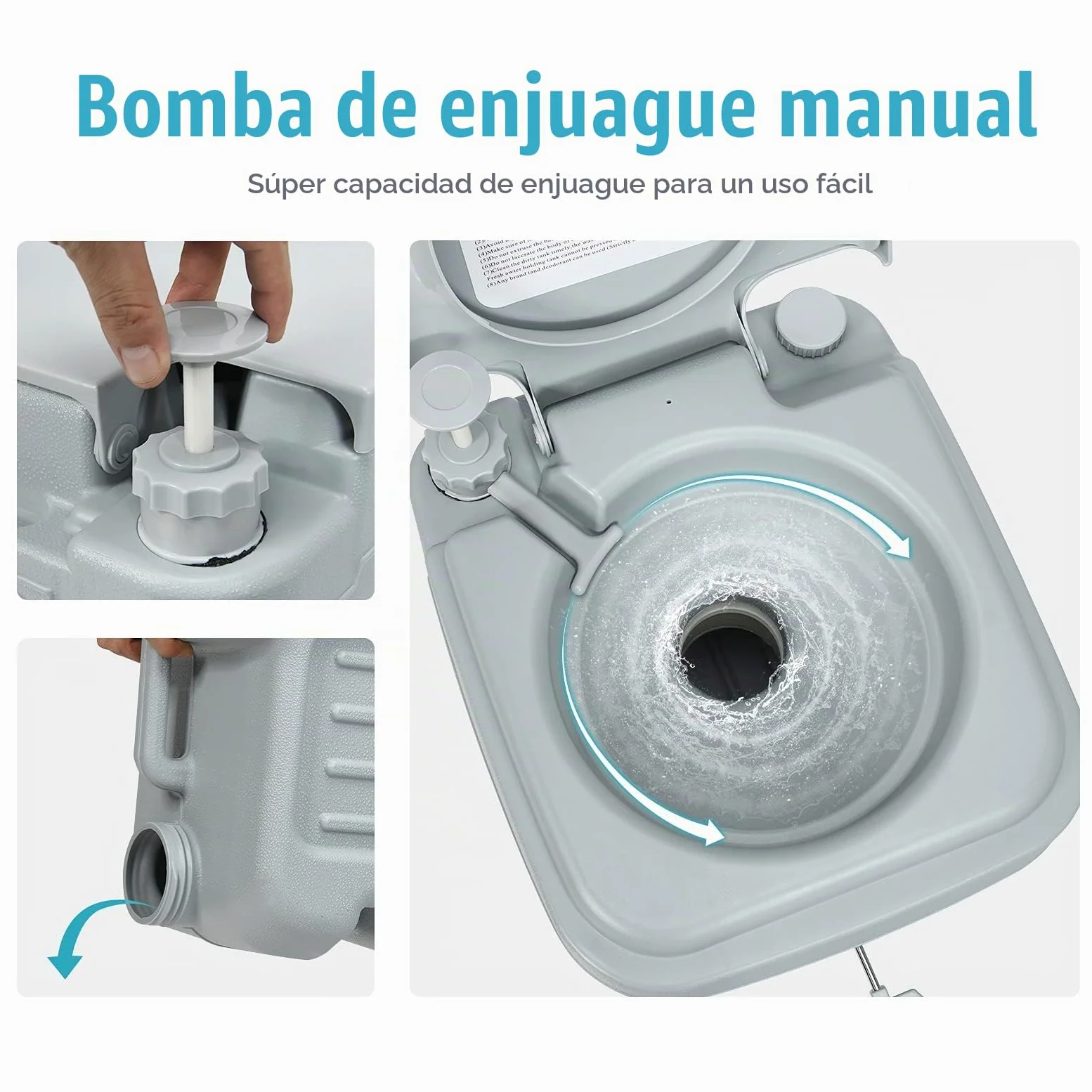 COSTWAY 20 L Inodoro Portátil con Tapa para Camping Viaje Móvil WC/Baño Portátil Camping Exterior con Extraíble Tanque de Aguas Residuales y Tanque de Agua Dulce 12 L