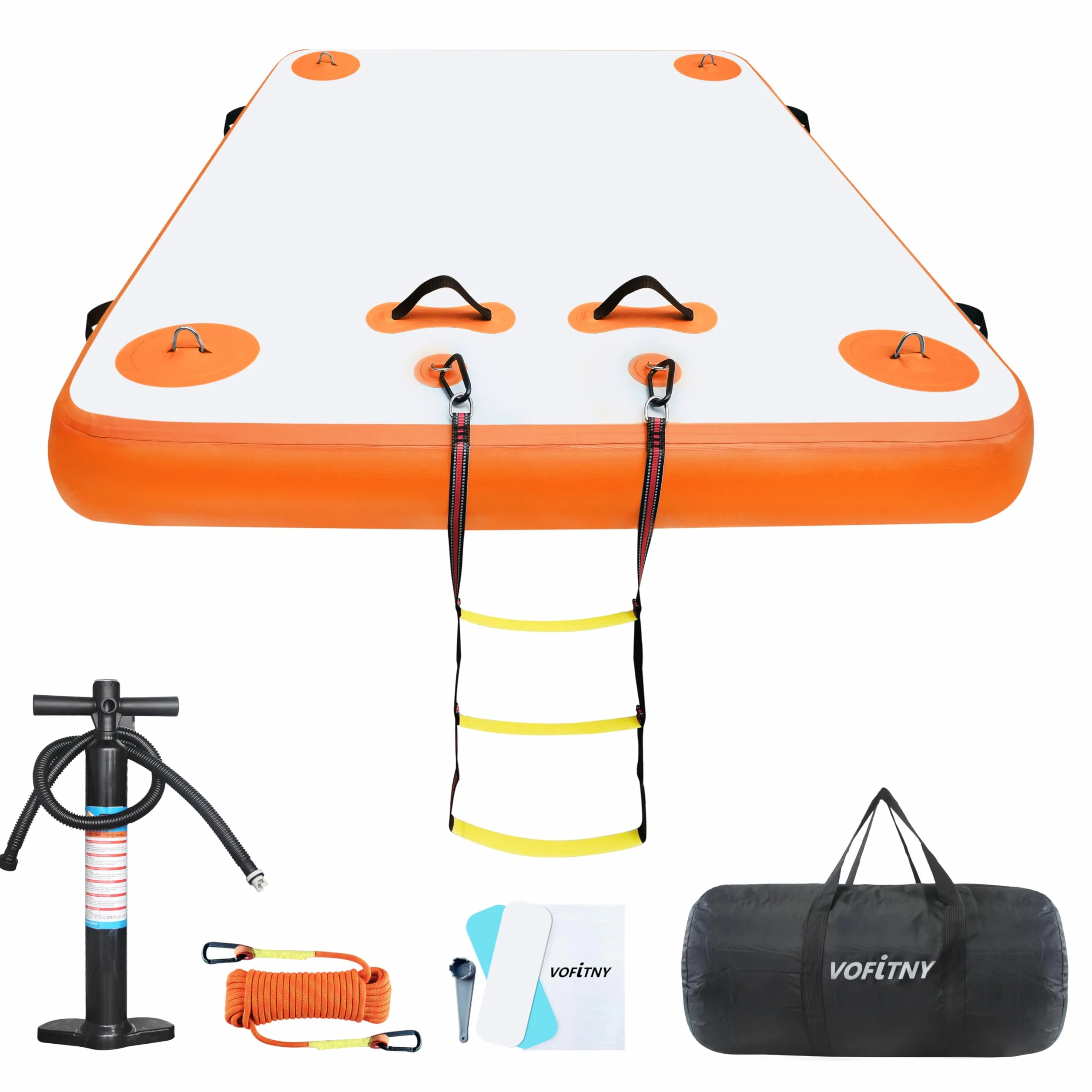 VOFiTNY Inflatable Floating Dock, Air Platform Multi-Person Swim Water Mat with Rope Ladder, None-Slip Surface for Pool Lake Beach