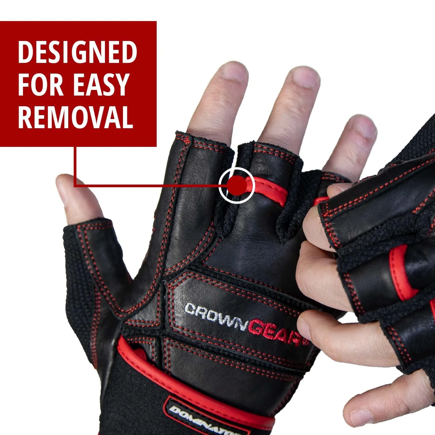 Guantes de pesas para gimnasio Fitness Crossfit Bodybuilding – Guantes de entrenamiento para hombre y mujer – Dominator piel guantes de entrenamiento de Crossfit Cruz W. correa de muñeca Wrap – mejor levantamiento de pesas guantes con muñequera para traba