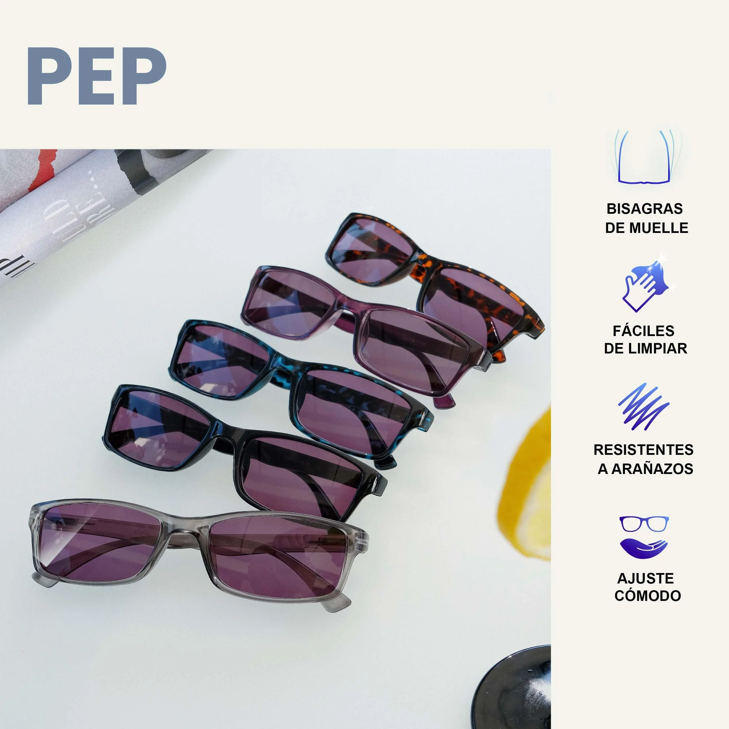 OPULIZE Gafas De Lectura Negro UV400 Estilo Diseñador +2,00