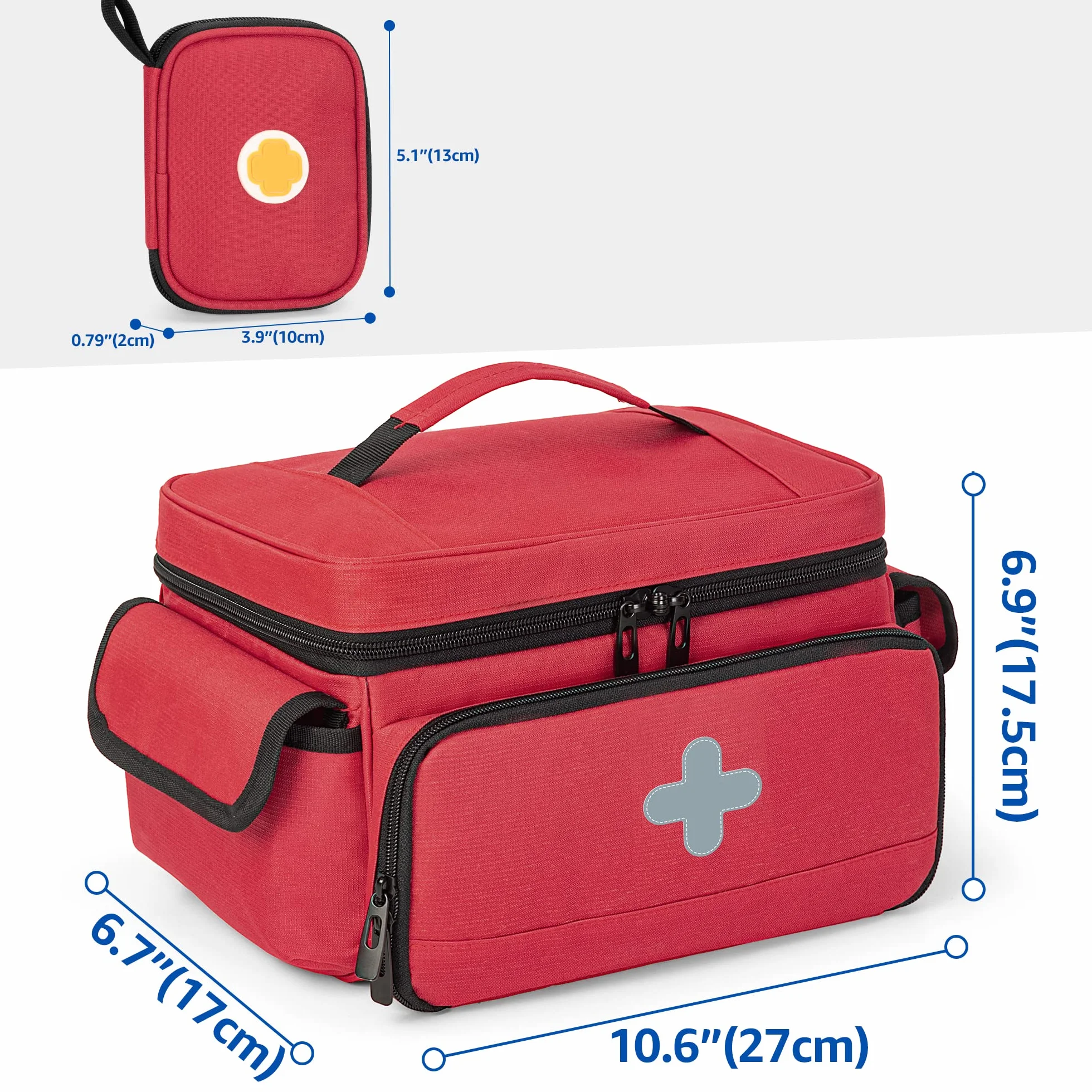 CURMIO Bolso pequeño de primeros auxilios vacío, organizador kit familiar para viajes y hogar