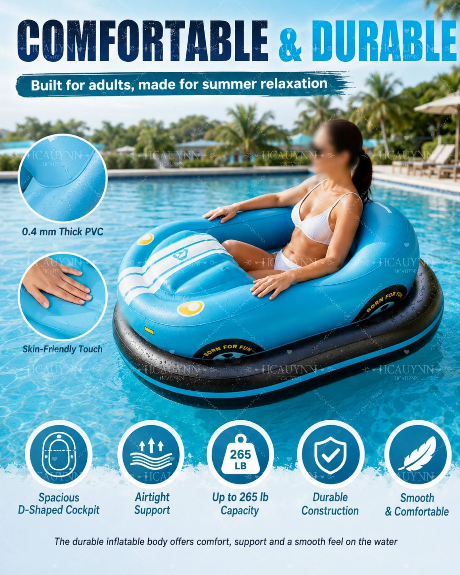 Bote Motorizado, Carga 120 kg, Cuerpo Inflable de Doble Capa Blue | Joystick 360°, Dos Módulos de Energía, Duración 40–60 Min, Uso Adulto en Piscina