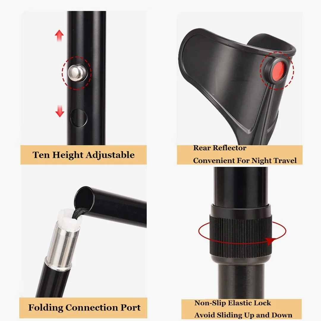 Muletas para adultos Mango ergonómico, muletas de antebrazo, muletas ajustables, muleta plegable, aluminio ligero ligero de aluminio ligero, discapacitados y discapacitados. Es tan amable de su parte