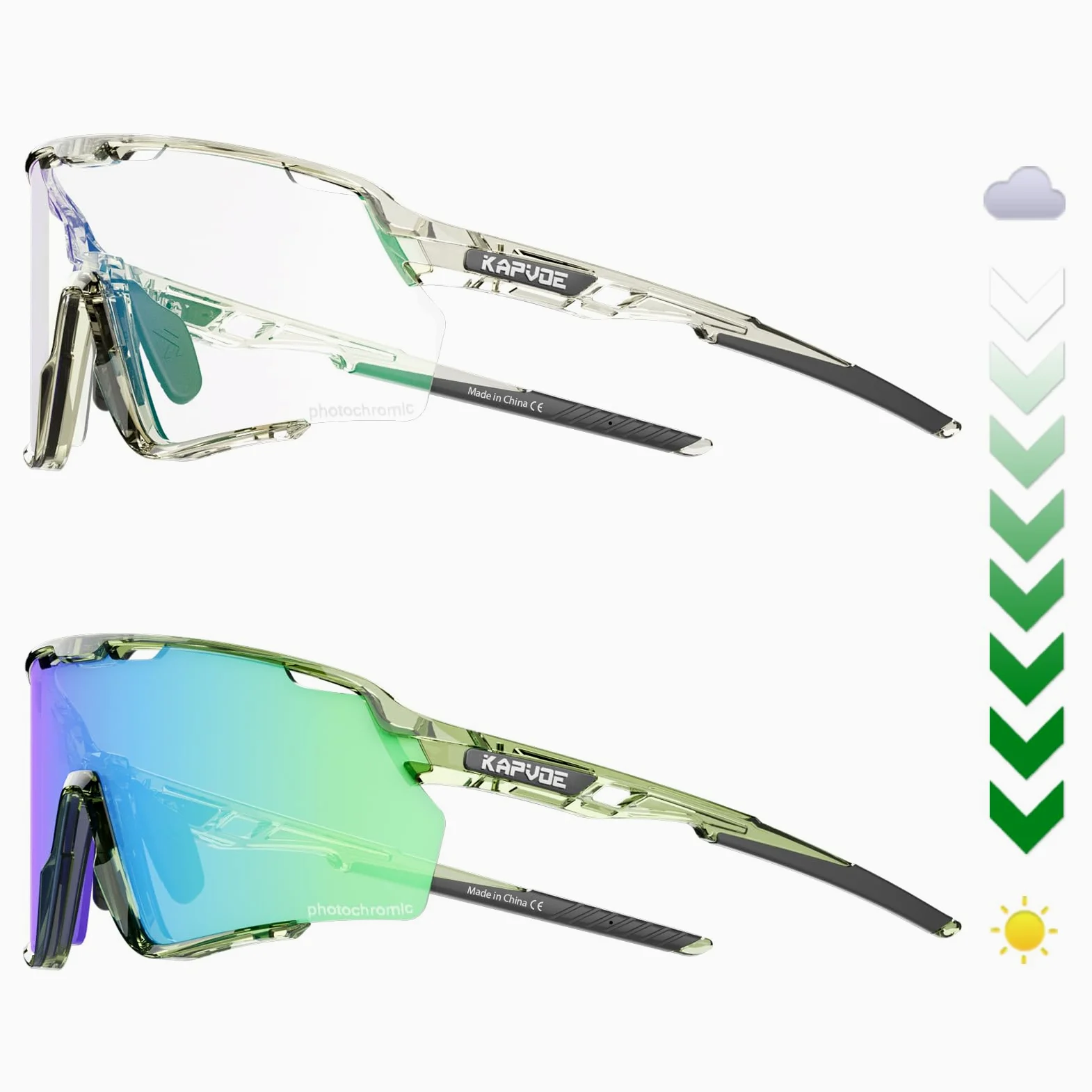KAPVOE Fotocromáticas Gafas de Ciclismo Mujeres Hombres Transparente MTB Bicicleta Deportivas Running Bici Correr Voleibol K170