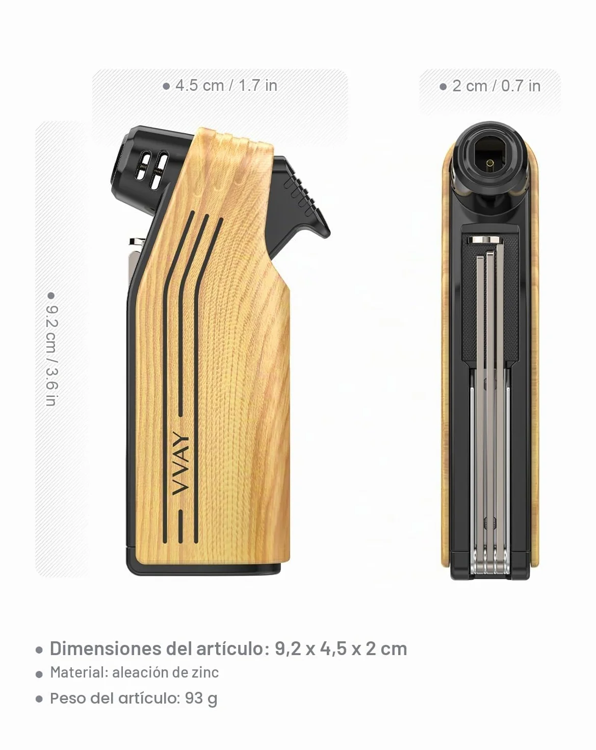 Mechero para Pipa con Llama Lateral, Gas Recargable