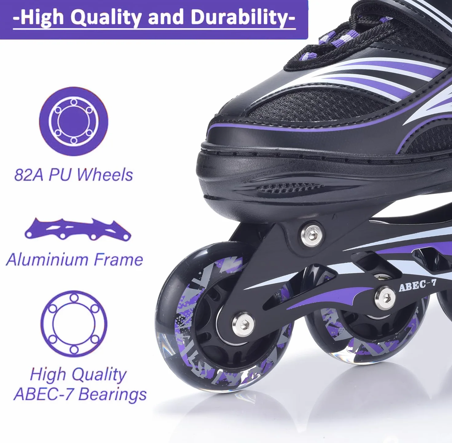 ERNAN Patines en línea, Patines en línea Ajustables iluminados para niños, Patines en línea para niños y niñas,jóvenes, Principiantes