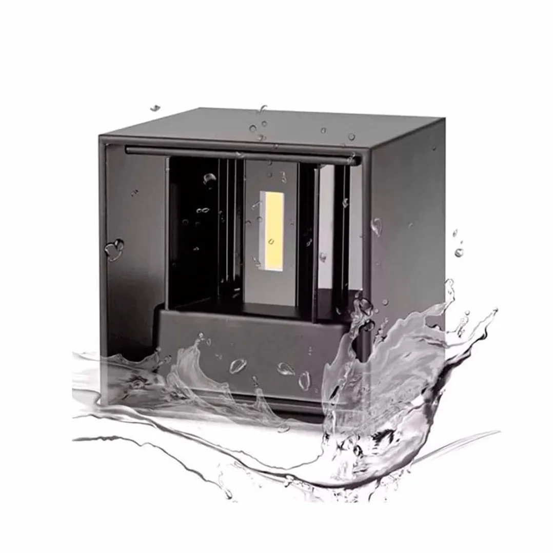 Ledme Aplique de pared Negro LED 6W 3000K Blanco cálido haz de luz ajustable IP54 Impermeable