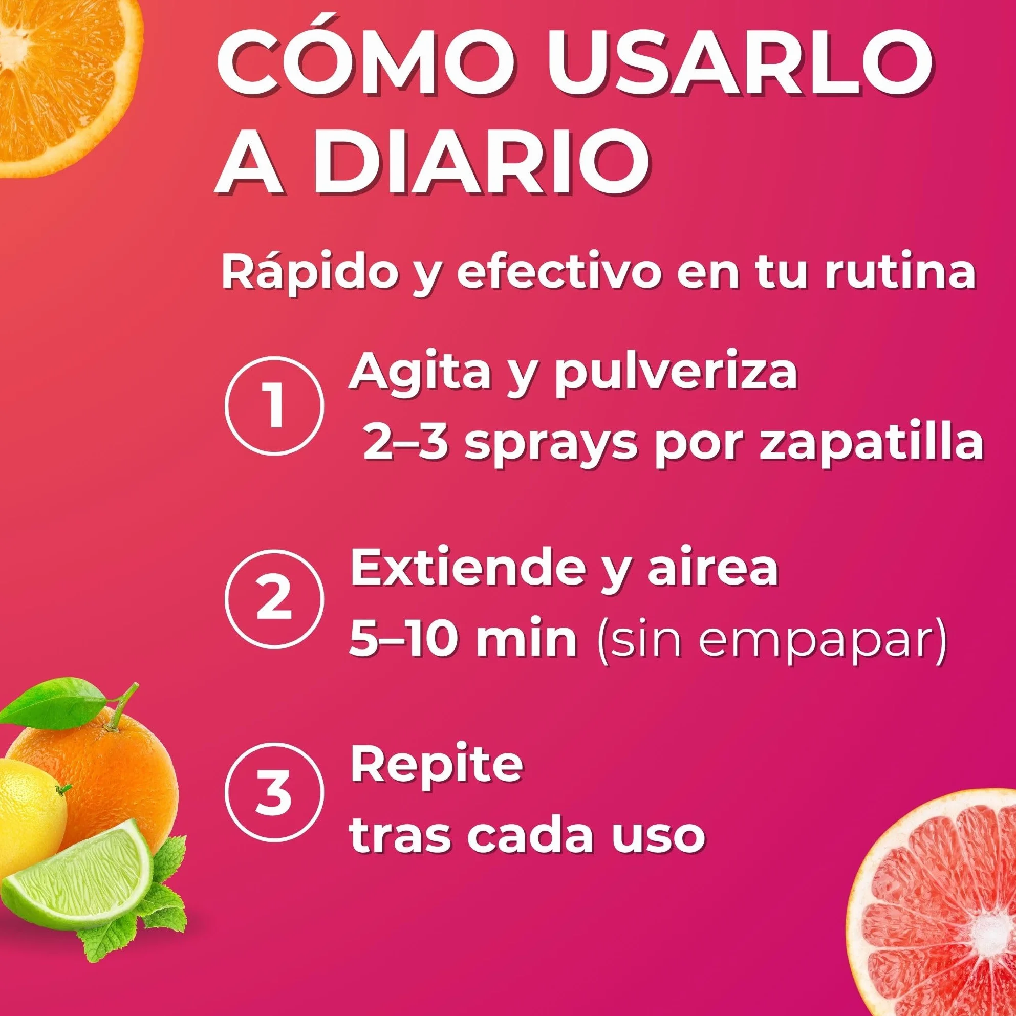 Spray Ambientador Desodorante Suave para Zapatos Aroma Cítrico Secado Rápido