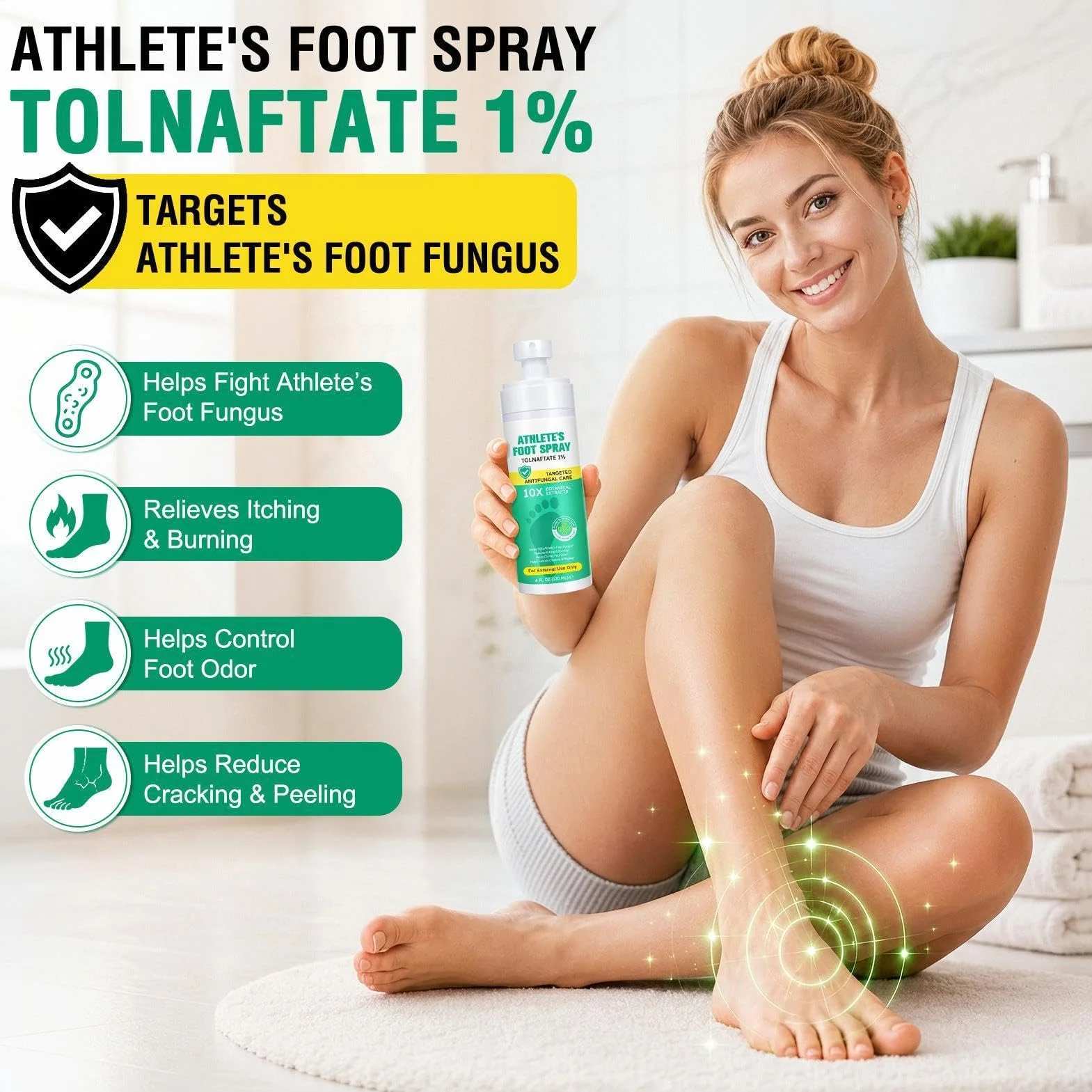 Spray para pies de atletas 120 ml calmante antipicazón cuidado de los pies