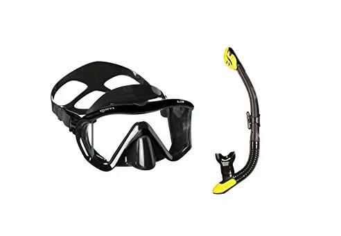 Sport Eder Mares i3 + Ergo Dry - Juego de Gafas y Tubo de Buceo, Negro/Negro/Amarillo