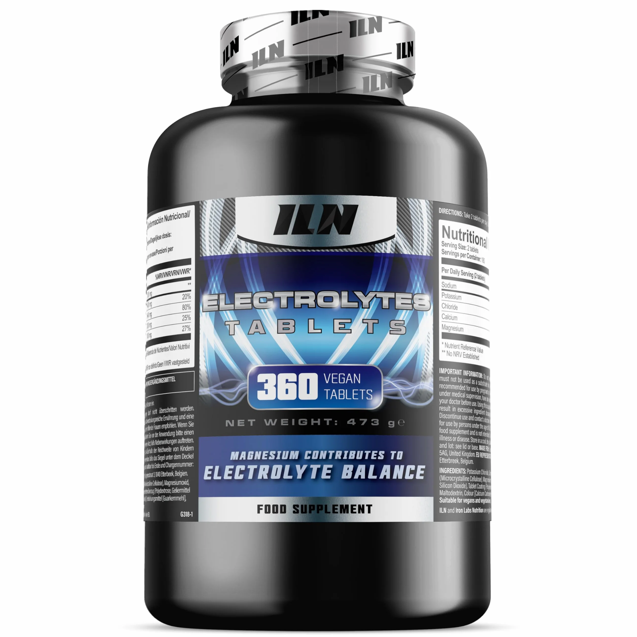 Electrolitos sin azucar 360 comprimidos Complejo 1500 mg Vegano apto keto