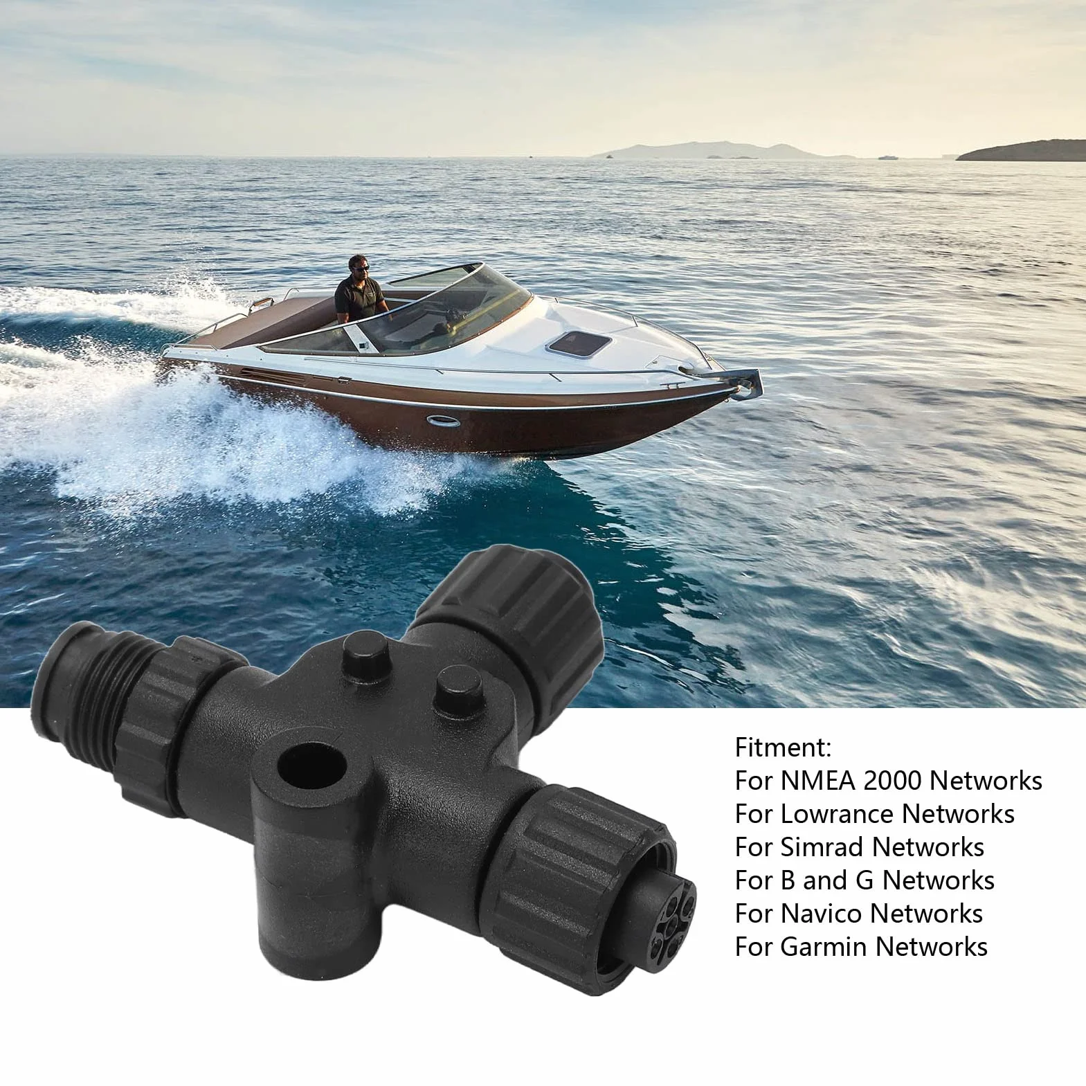 lyrlody Conector en T NMEA 2000, Rosca M12 de 5 Pines IP67 Resistente Al Agua Fabricado en Metal ABS, para Redes Lowrance Simrad B G Navico