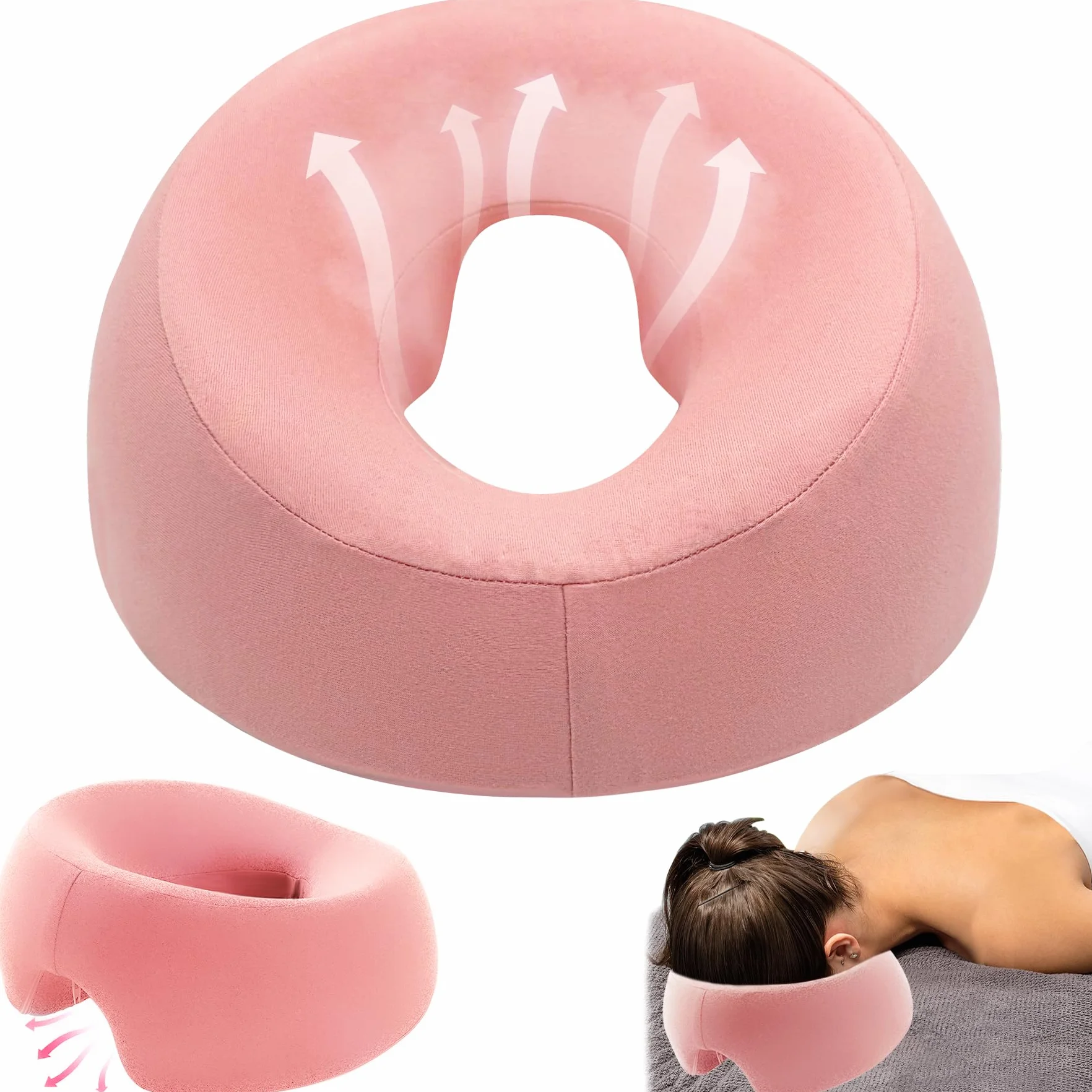 TZEKING Almohada de Masaje Facial para Cama, Reposacabezas de Masaje Boca Abajo, Cojín de Relajación para SPA