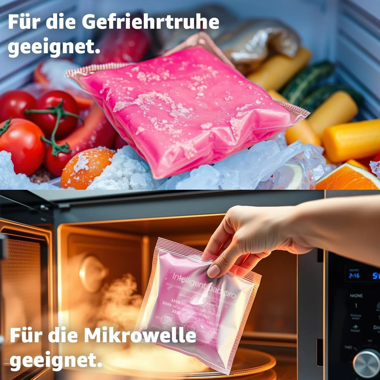 TK Gruppe Timo Kingler Set almohadillas refrigerantes gel frío 2x Rosa 29x12 cm