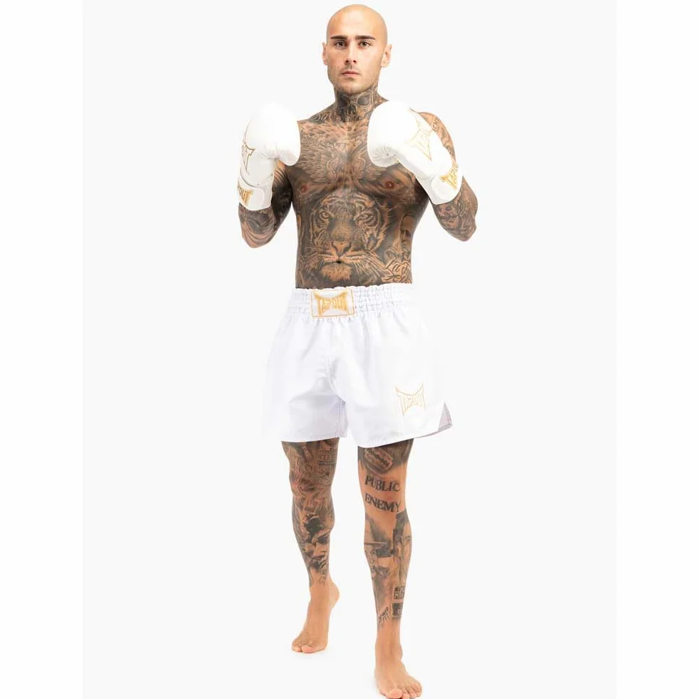 Tapout Guantes de Boxeo de Piel sintética (1 par), Color Blanco y Dorado