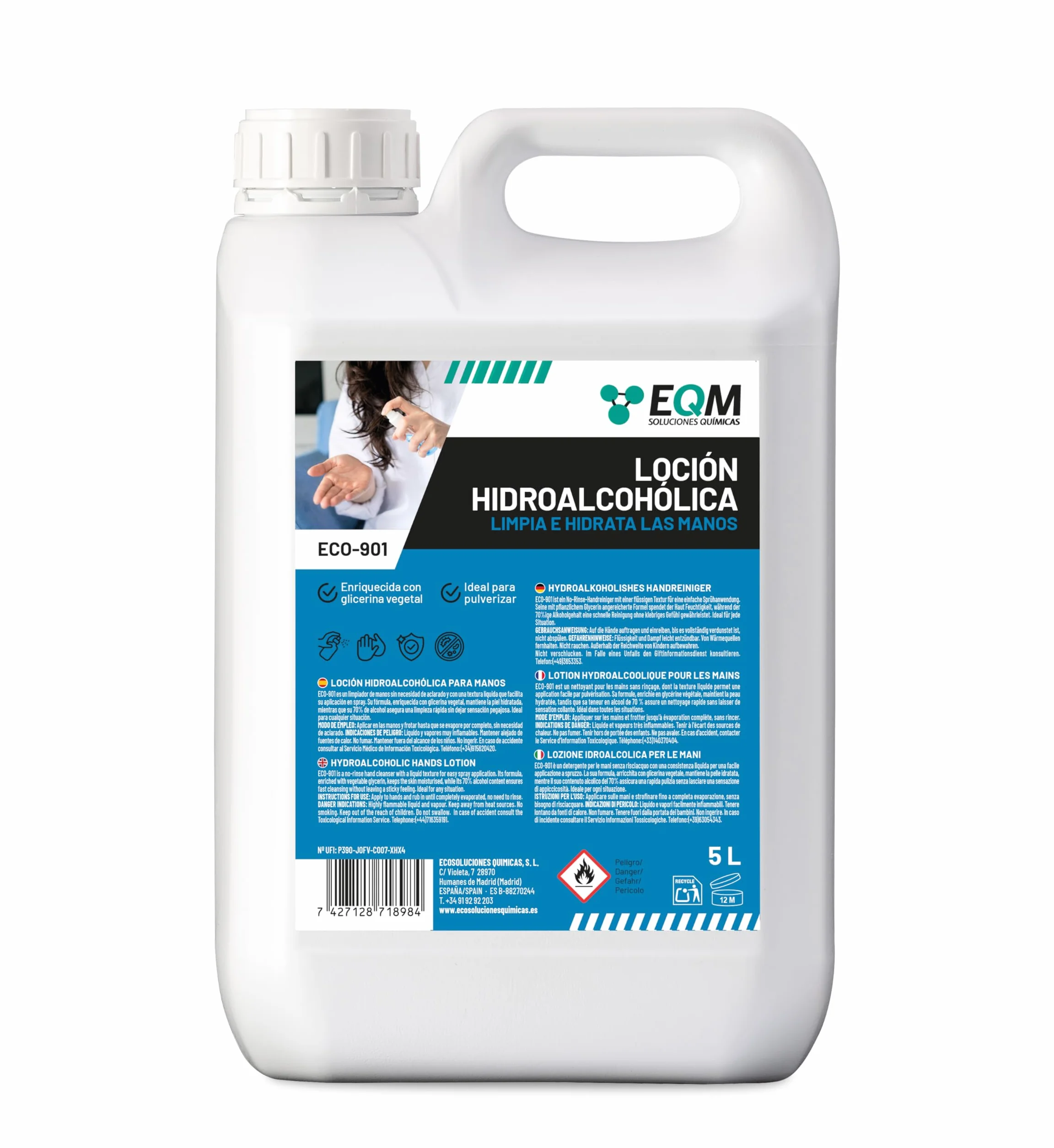 EQM ECO-901 Loción Hidroalcohólica para Manos 5L
