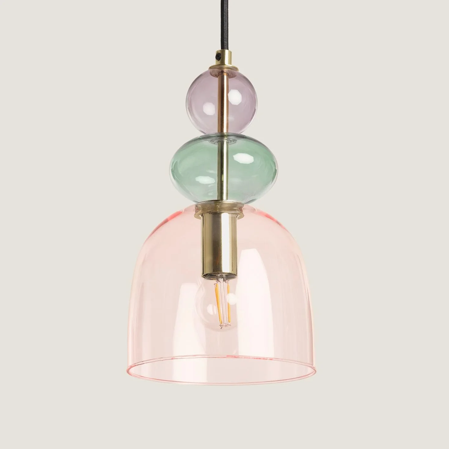 LEDKIA LIGHTING Lámpara Colgante Metal Cristal Baudelaire Rosa E14