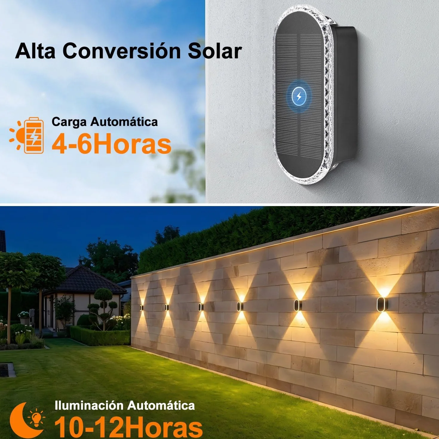 ELLASAY Aplique Solar Pared Exterior IP65 Impermeable 4 Pack