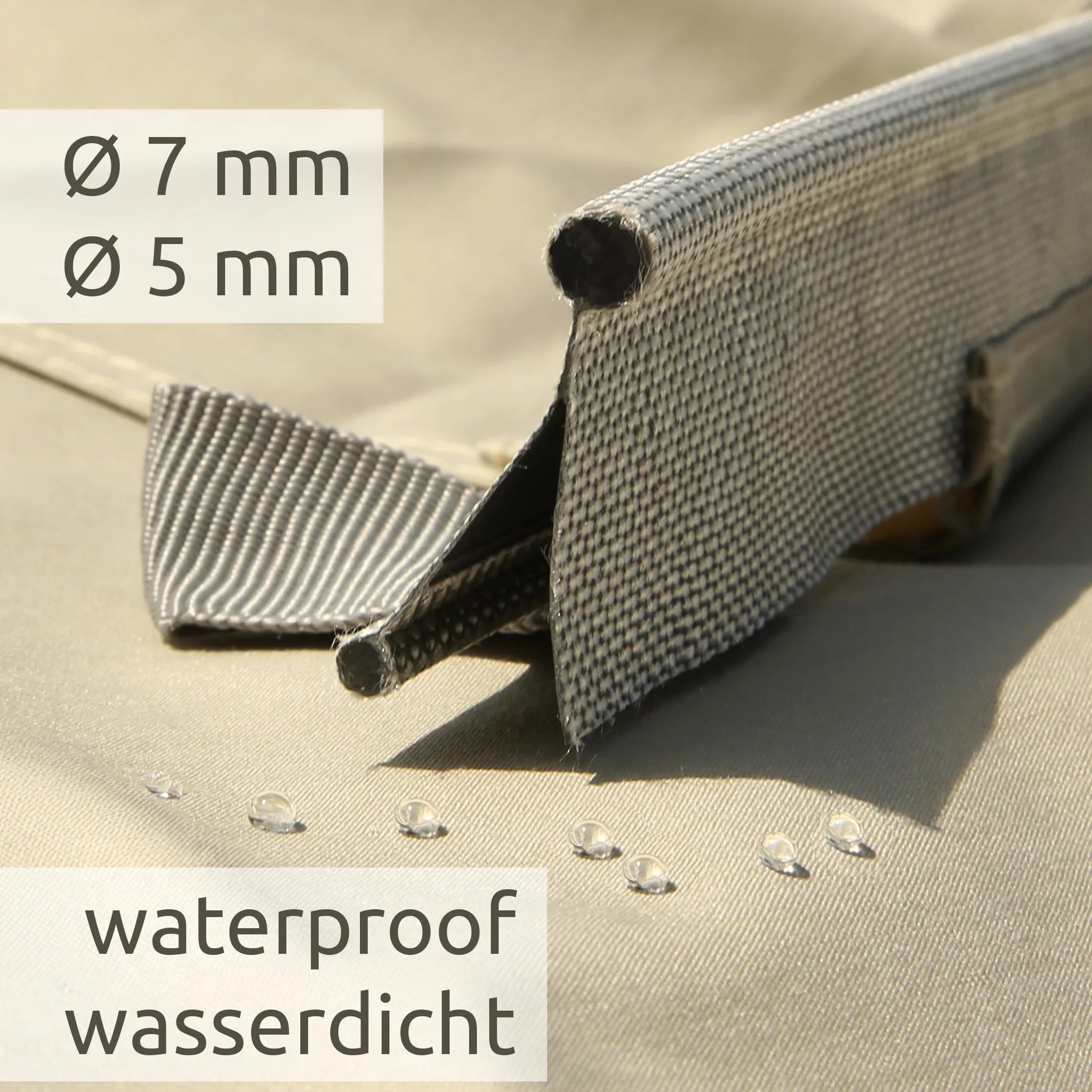 Caravan Tarp TC toldo impermeable algodón protección UV 50+ barras telescópicas aluminio 300x240 cm