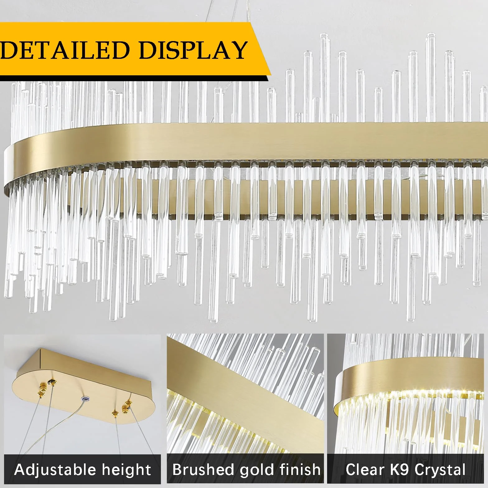 Lámpara de Araña de Cristal Moderna LED Dorada 80 cm