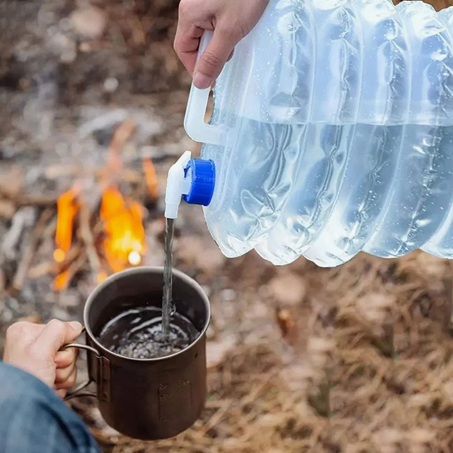 Contenedor de agua plegable, sin BPA, portátil, para camping, con grifo, cubo de agua plegable para actividades al aire libre, picnic, fiesta, barbacoa, pesca