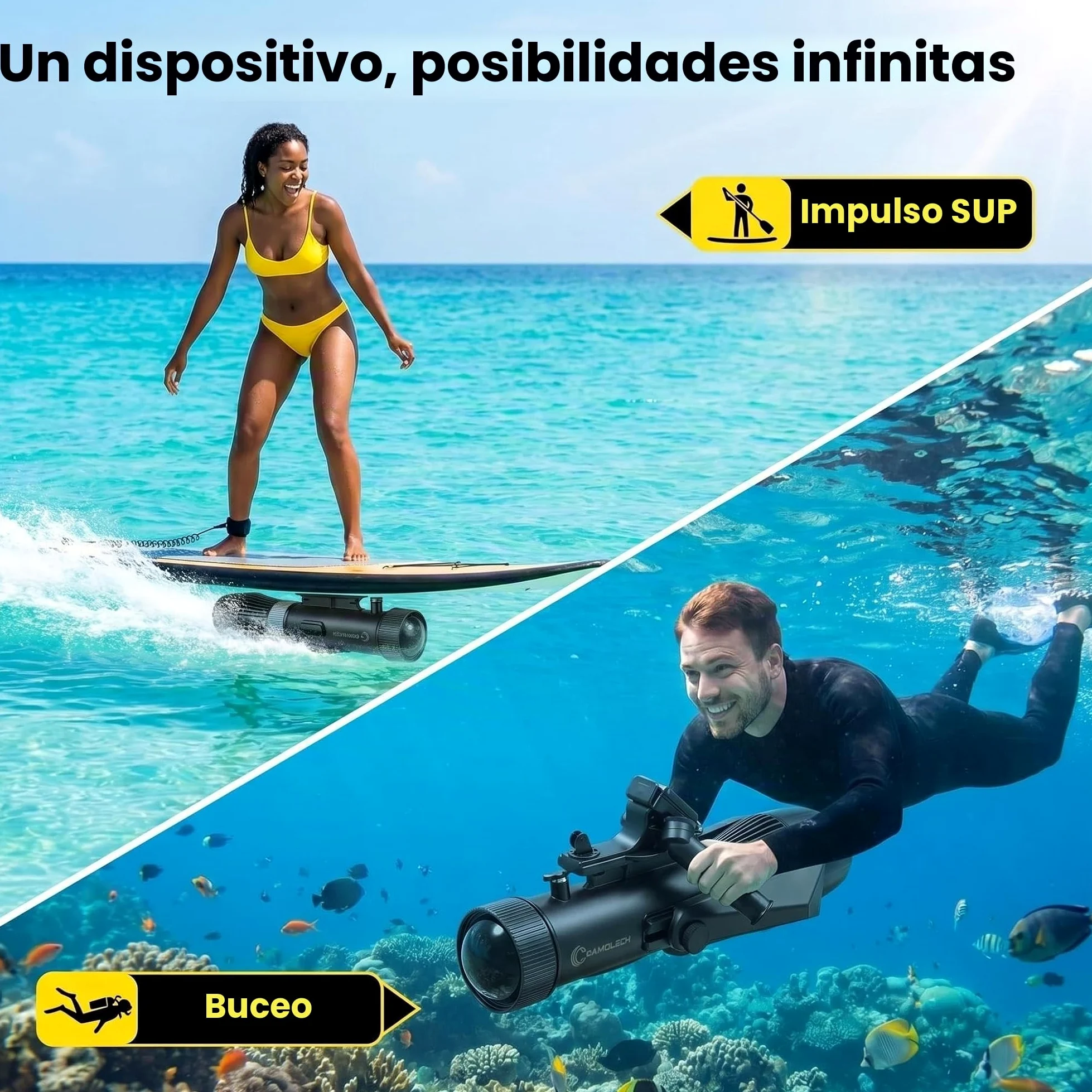 Camolech 900W Patineta submarina y motor para kayak, batería extraíble de 16000mAh, para deportes al aire libre para adultos, buceo y esnórquel en mar/lago/piscina, kit de propulsión eléctrica SUP