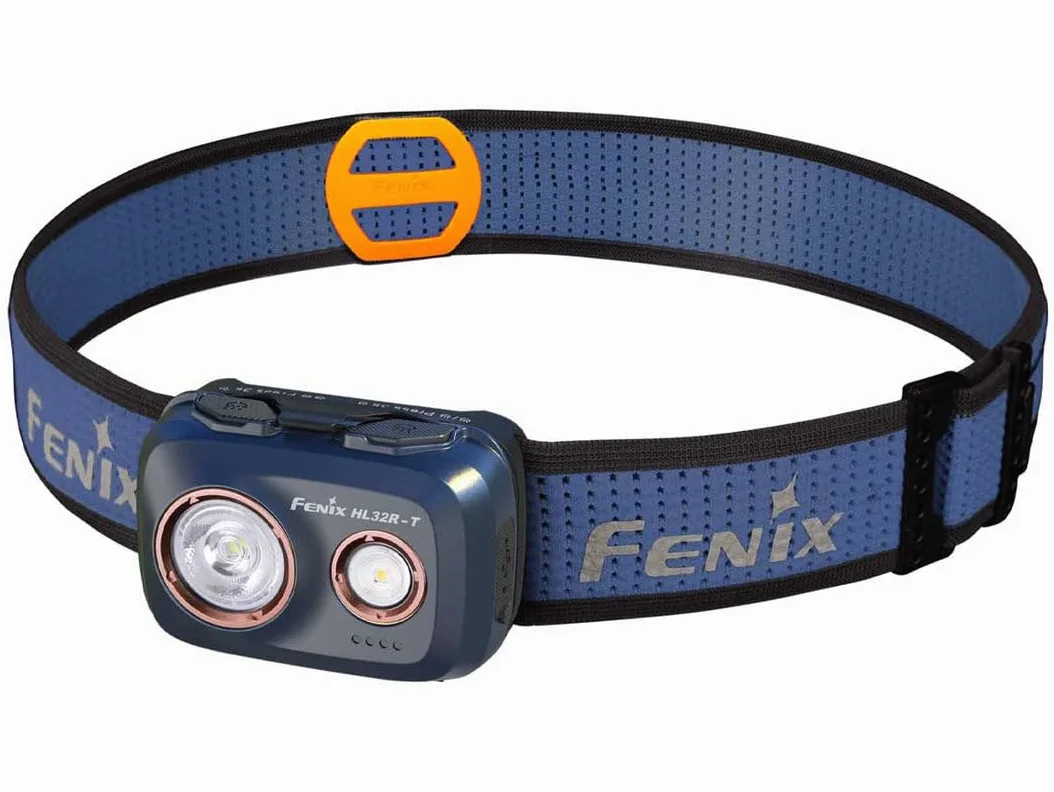fenix HL32R-T - Linterna frontal deportiva para correr al aire libre, color azul, ligera, 800 lúmenes, 132 m, 150 horas máximo, punto blanco y LED de inundación blanco neutro, sistema de diadema