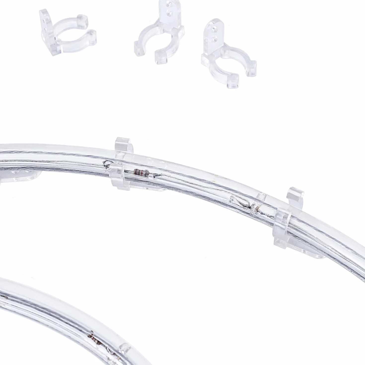 Clips de fijación para tubo de luz LED, 40 unidades, soporte transparente de plástico