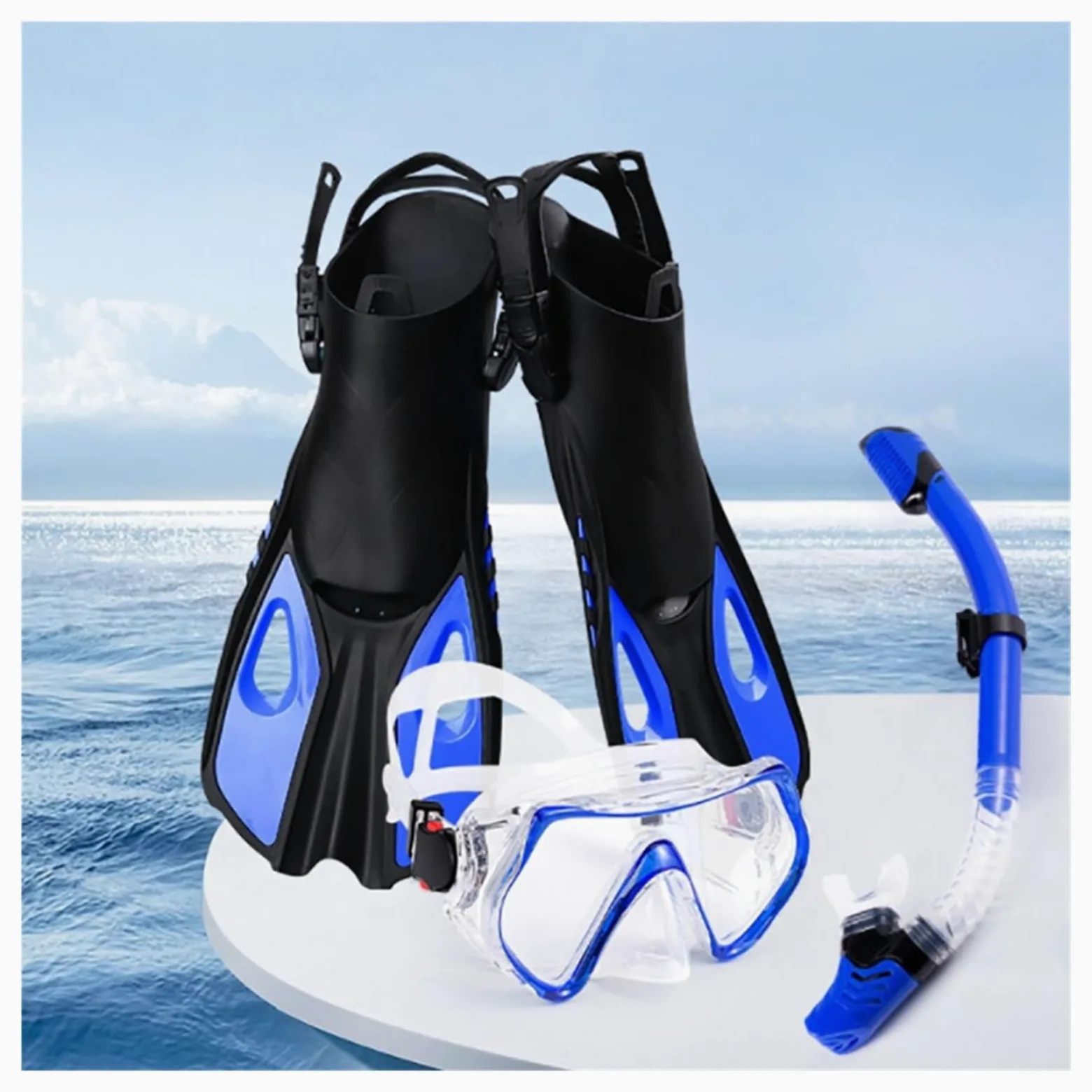 Aletas Profesionales For Adultos, Gafas De Buceo, Snorkel, Traje De Tres Piezas, Máscara De Vidrio Templado Antivaho De Silicona(Golden)