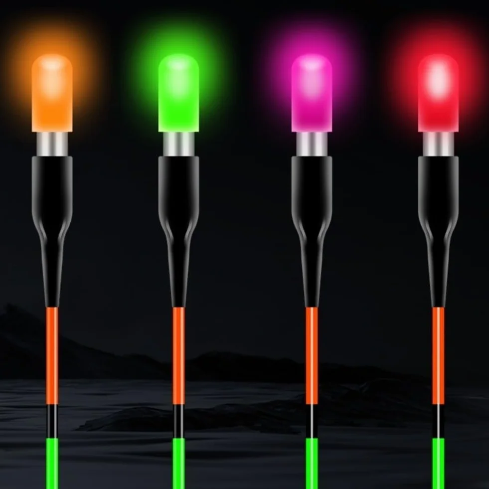Luz LED flotante de pesca, paquete de 4 unidades para ultra brillante, visibilidad de 50 m, impermeable, brillo nocturno para pescadores (4 unidades de cuatro colores)