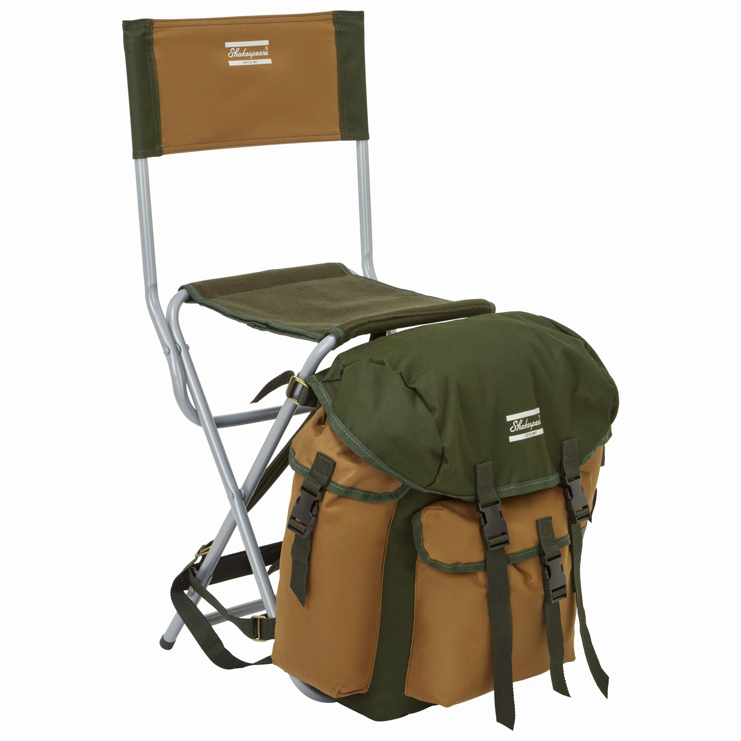 Shakespeare Deluxe Rucksack - Mochila de Silla, tamaño 85, Color Brown/Verde