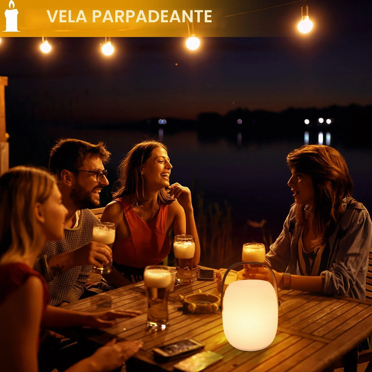 ZWOOS Lampara de Mesa Recargable LED RGB Inalambrica IP54 con Control Remoto