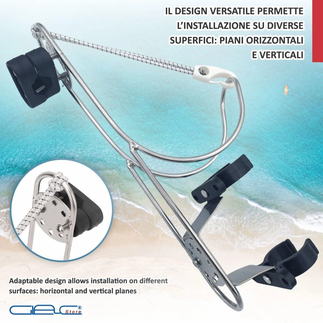 Soporte para flotador anular de acero inoxidable, 19,5 x 17 cm, para suelo o tubos de 22-30 mm, con soporte Boetta